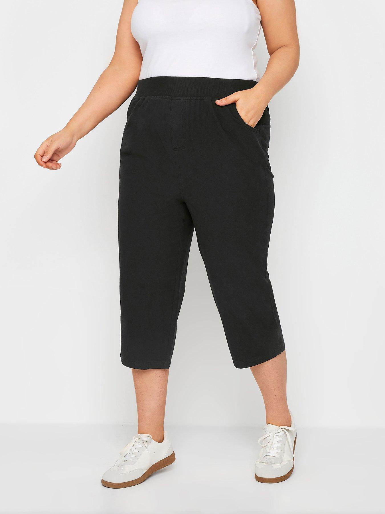 yours-curve-cool-cotton-jersey-waist-crop-trousers-black