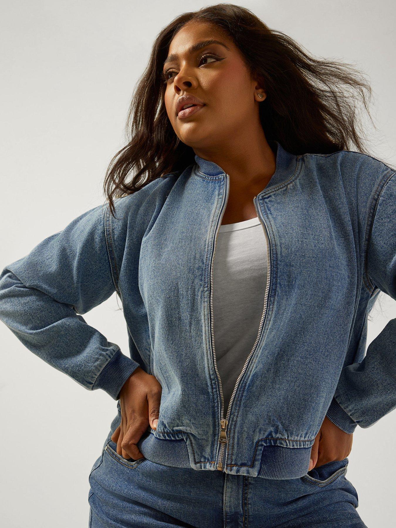 Yours Curve Denim Bomber Jacket