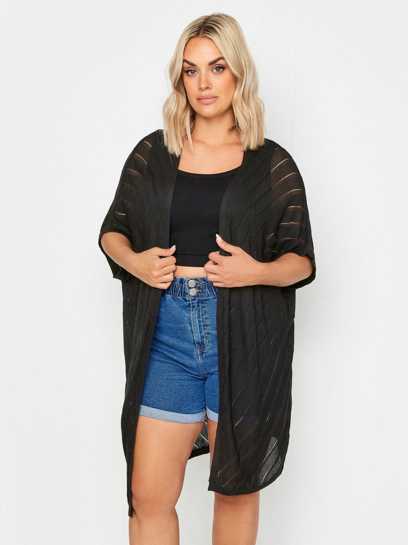 Curve Cocoon Cardigan Chevron Stripe Black