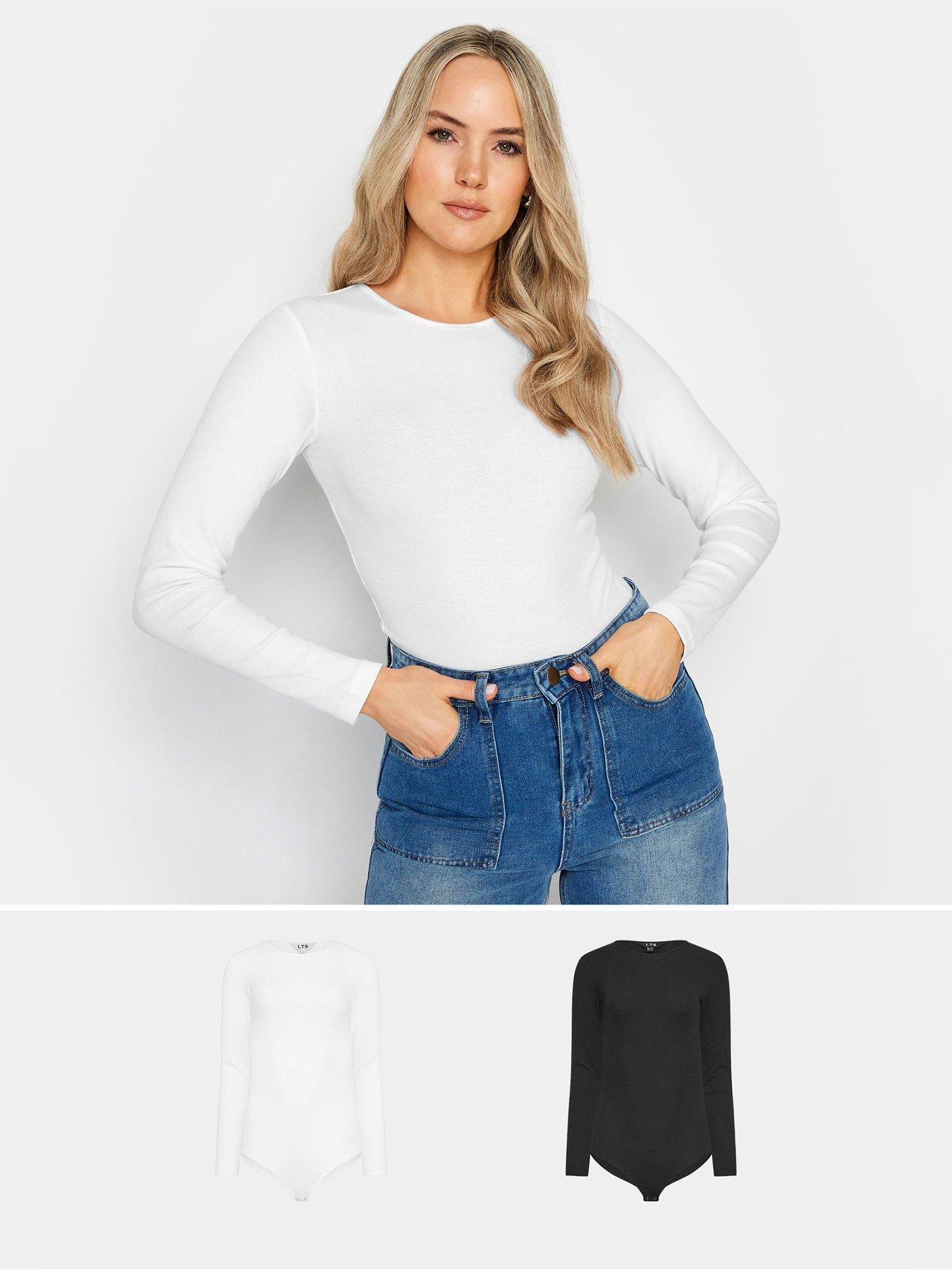 undefined 2 Pack Long Sleeve Ribbed Bodysuits - White/Black