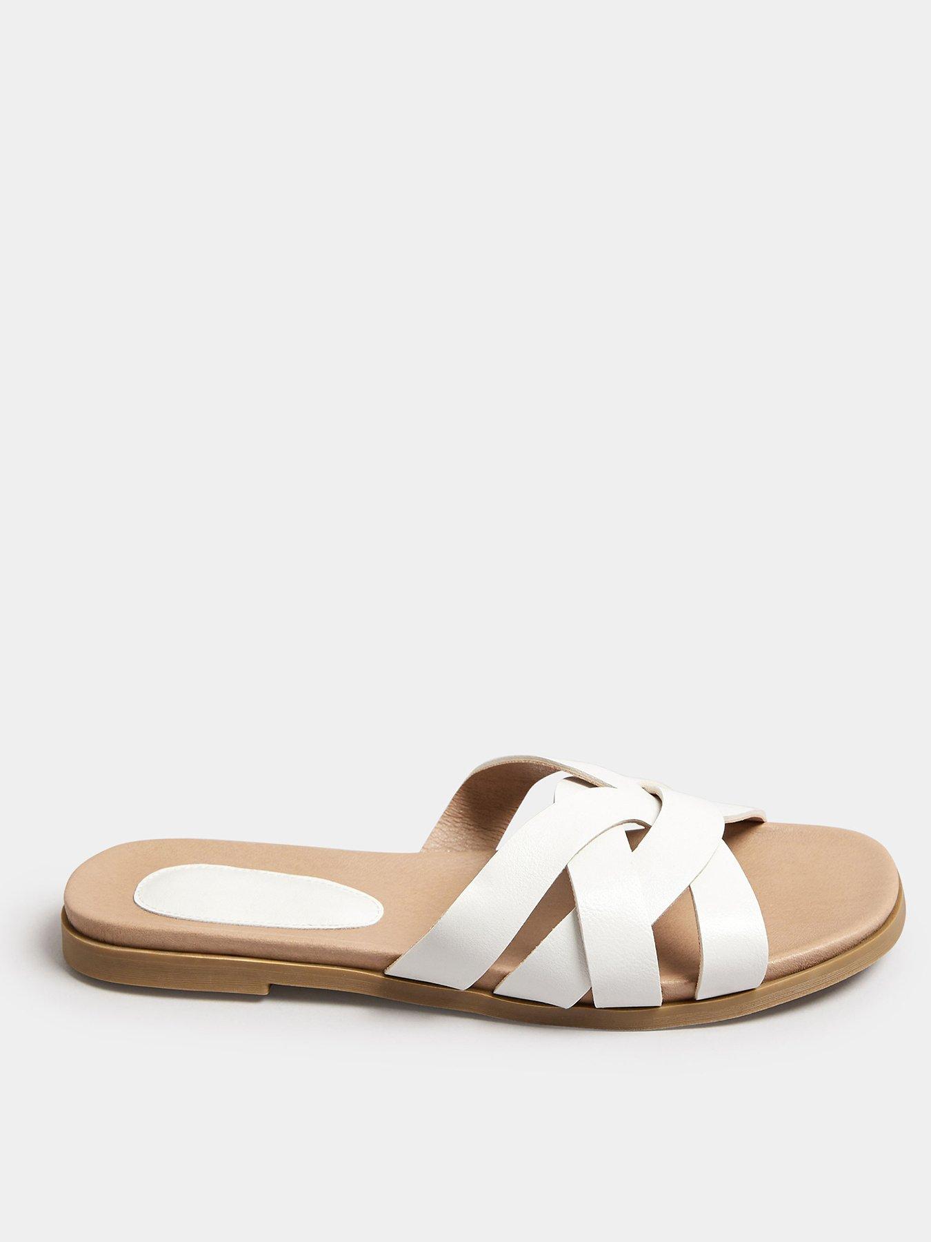 Yours Extra Wide Fit Woven Flat Sandal White