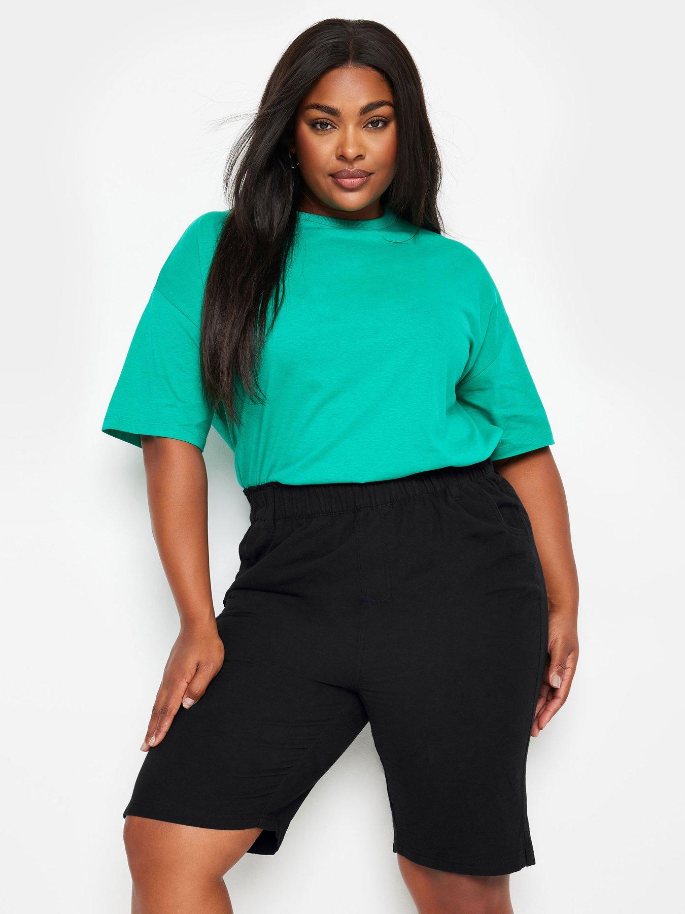 Yours Curve Cool Cotton Jersey Waist Short Black