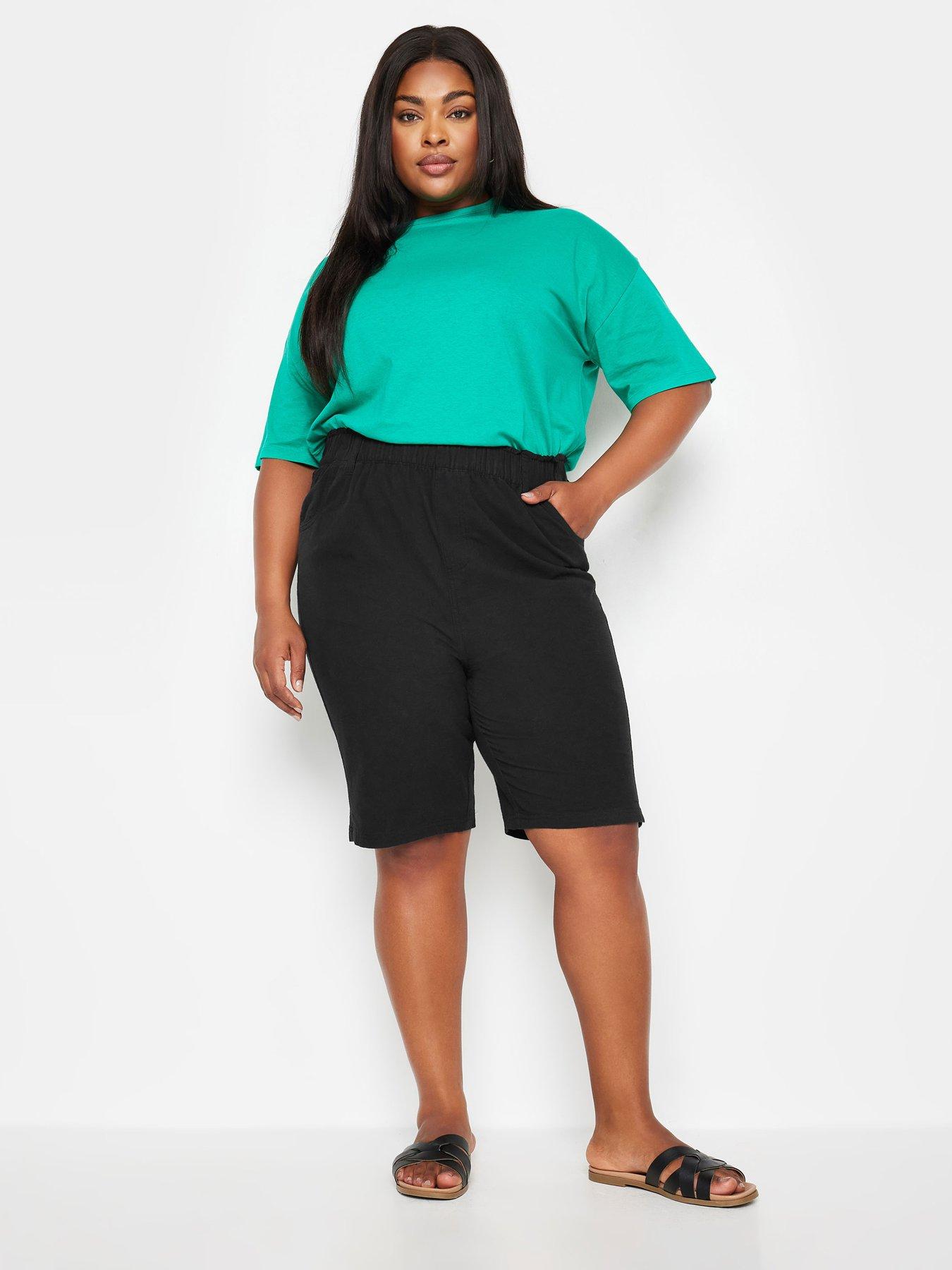 Yours Curve Cool Cotton Jersey Waist Short Black | Very.co.uk