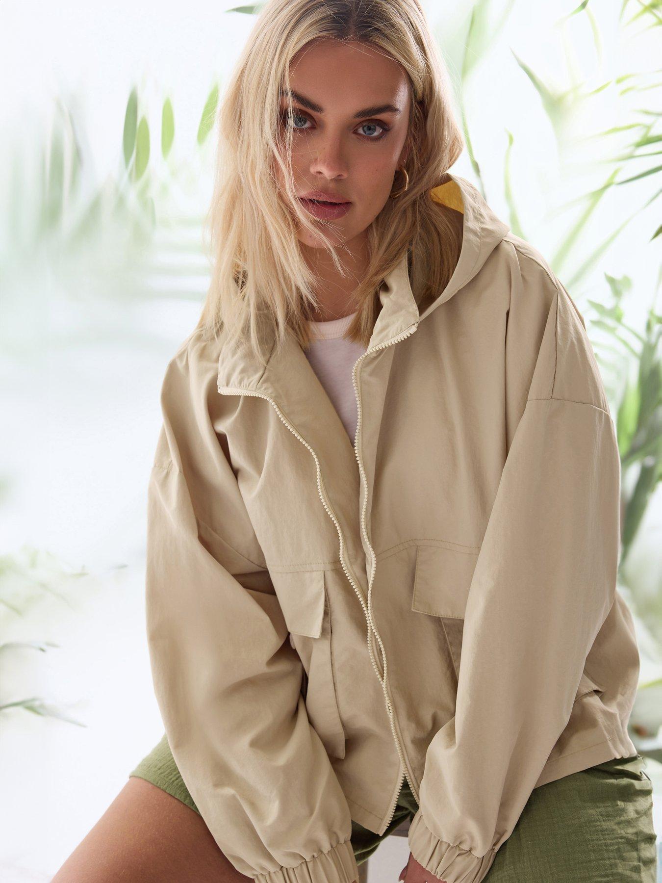Yours Curve Cargo Hooded Jacket Stone