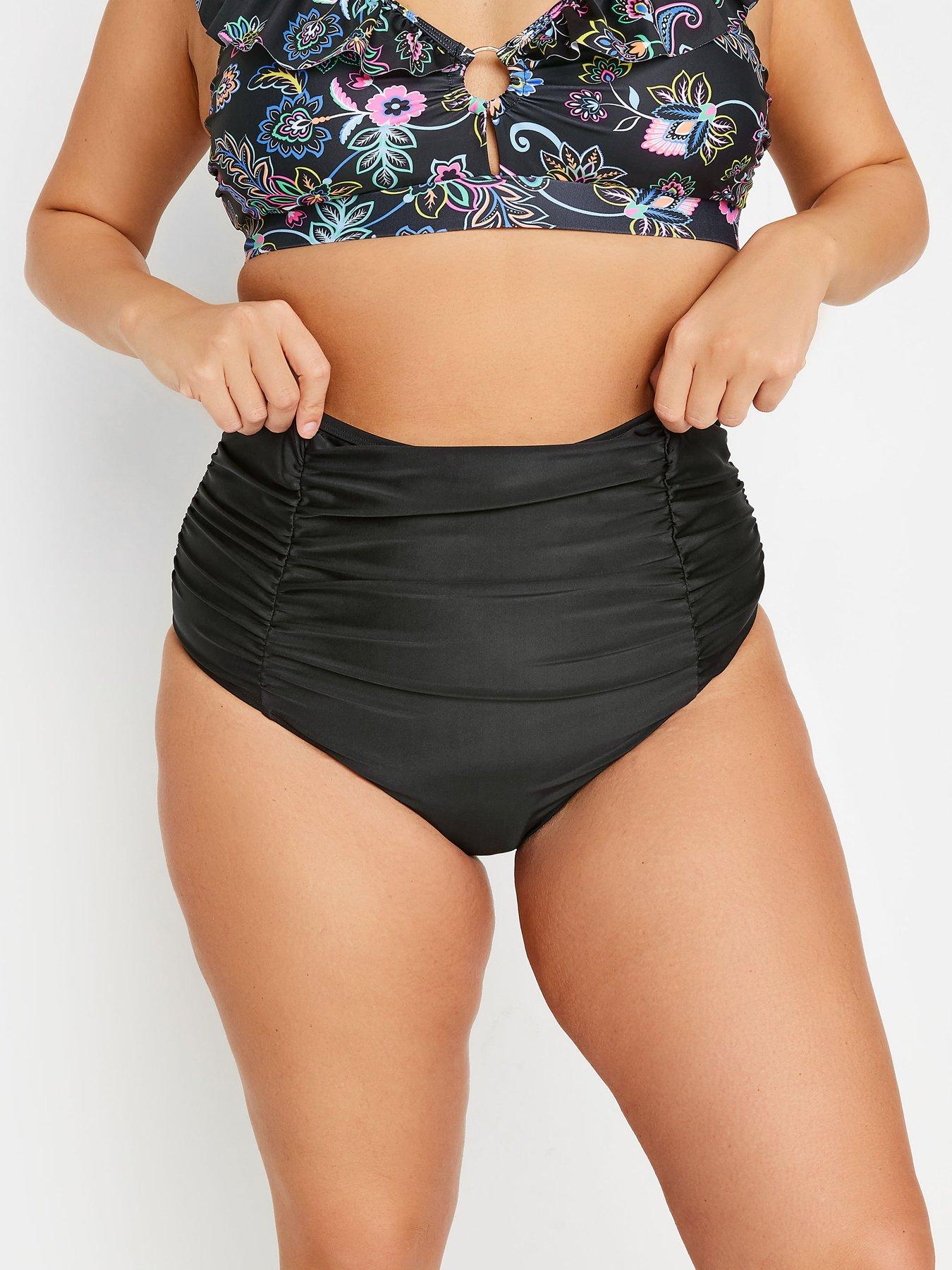undefined Curve High Waist Ruched Bikini Brief - Black