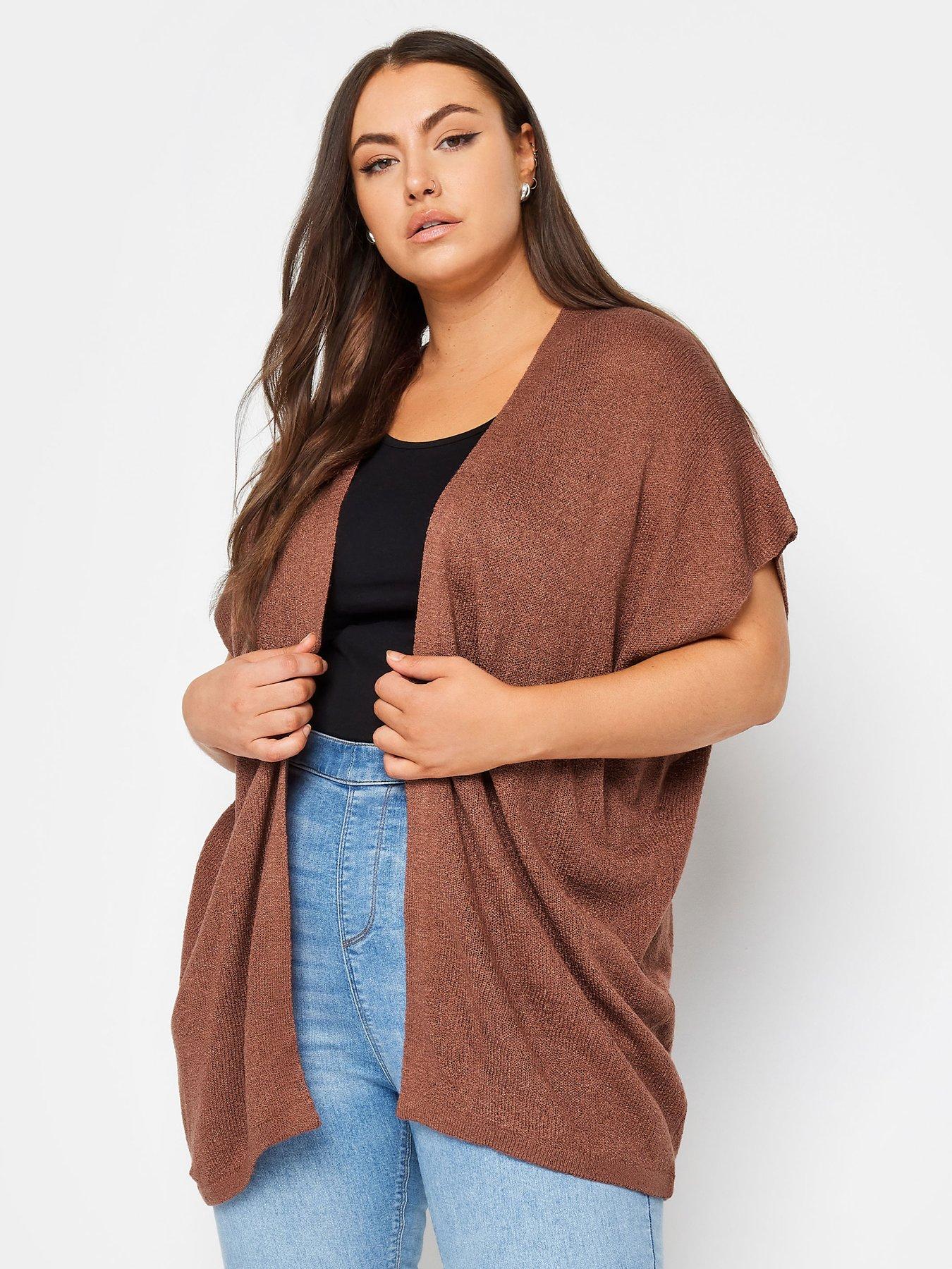 Yours Curve Boxy Cardigan Brown