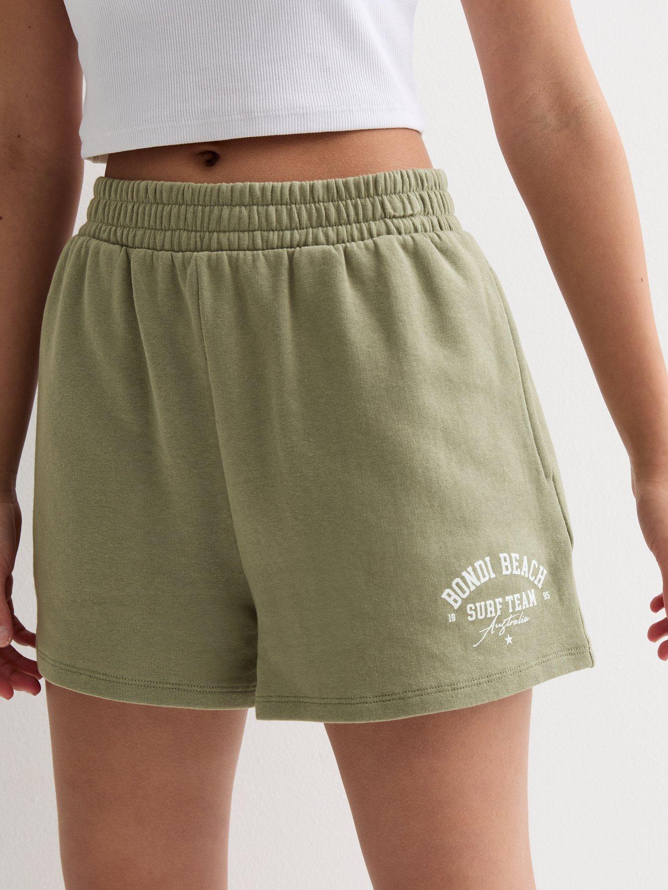 Elastic waist khaki shorts girls best sale