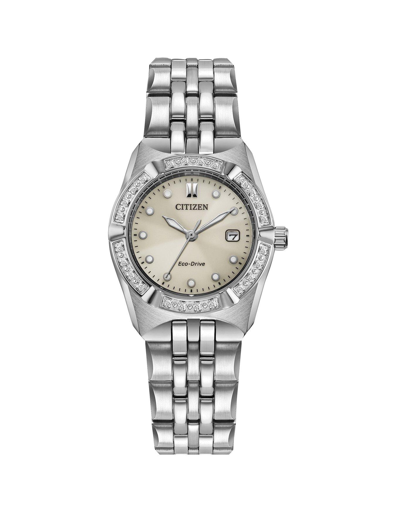 Product photograph of Citizen Ladies Corso Eco-drive Diamond Case Watch from very.co.uk