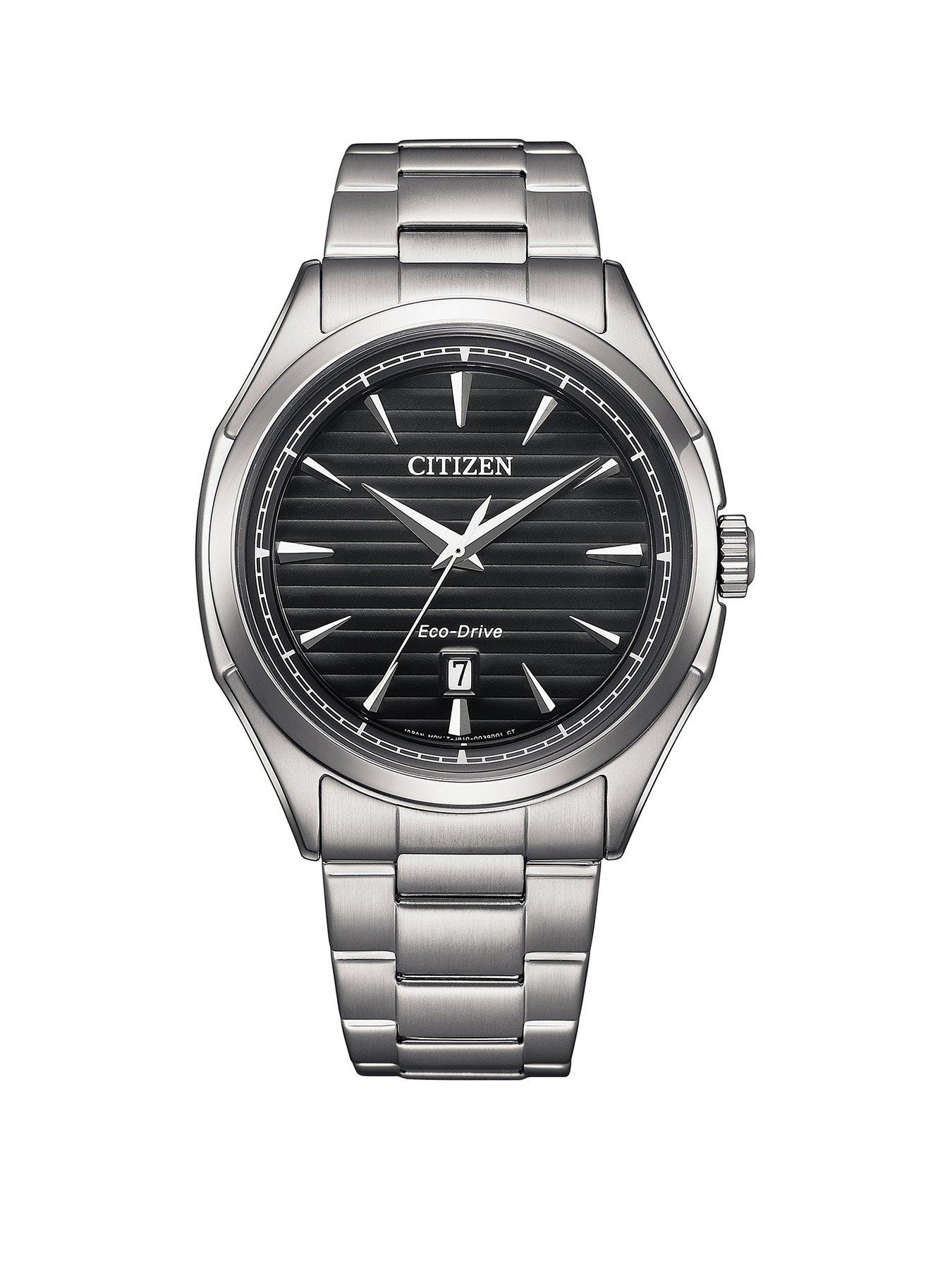 Product photograph of Citizen Gents Ring Solar Eco-drive Bracelet Strap Watch from very.co.uk