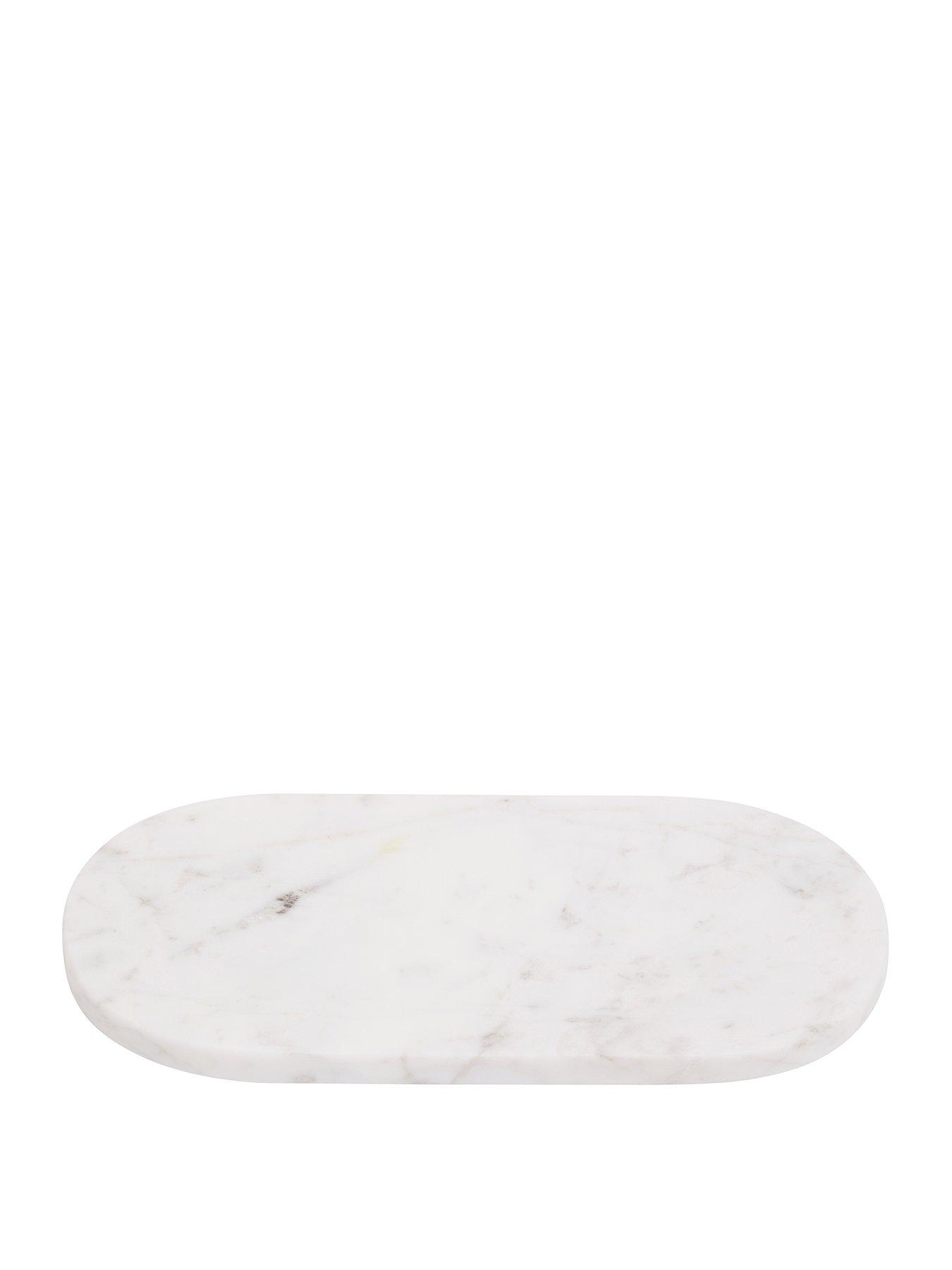 Product photograph of Premier Housewares Oblong White Marble Serving Tray from very.co.uk