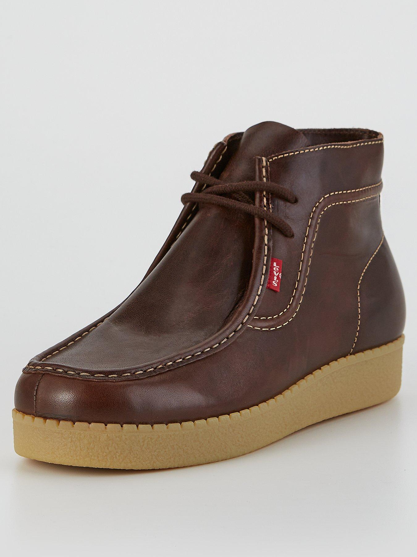 Levi's Red Tab Moc Toe Leather Lace Up Boots Dark Brown Very