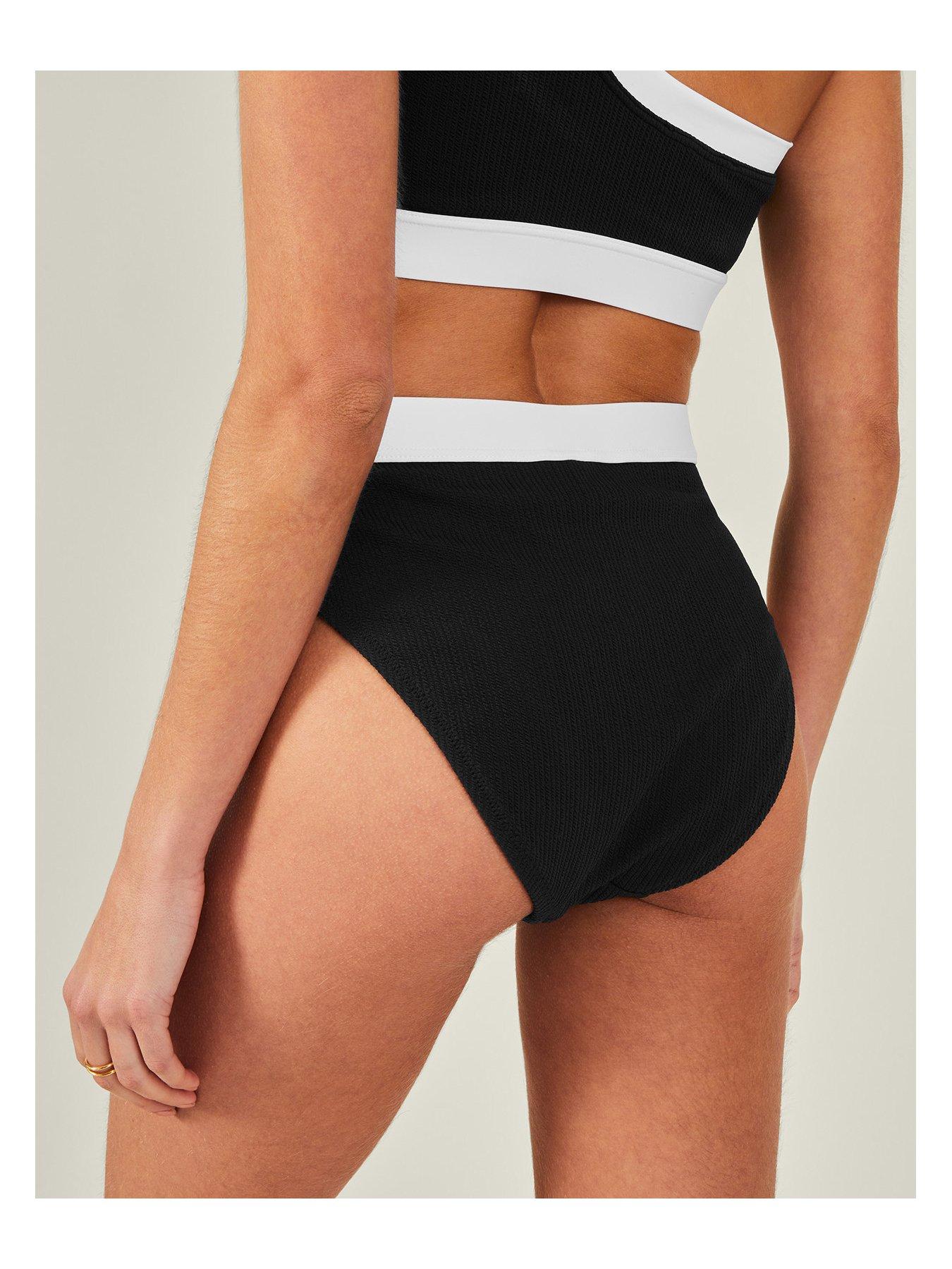 Image 2 of 4 of Accessorize Textured High Waist Bikini Briefs - Black