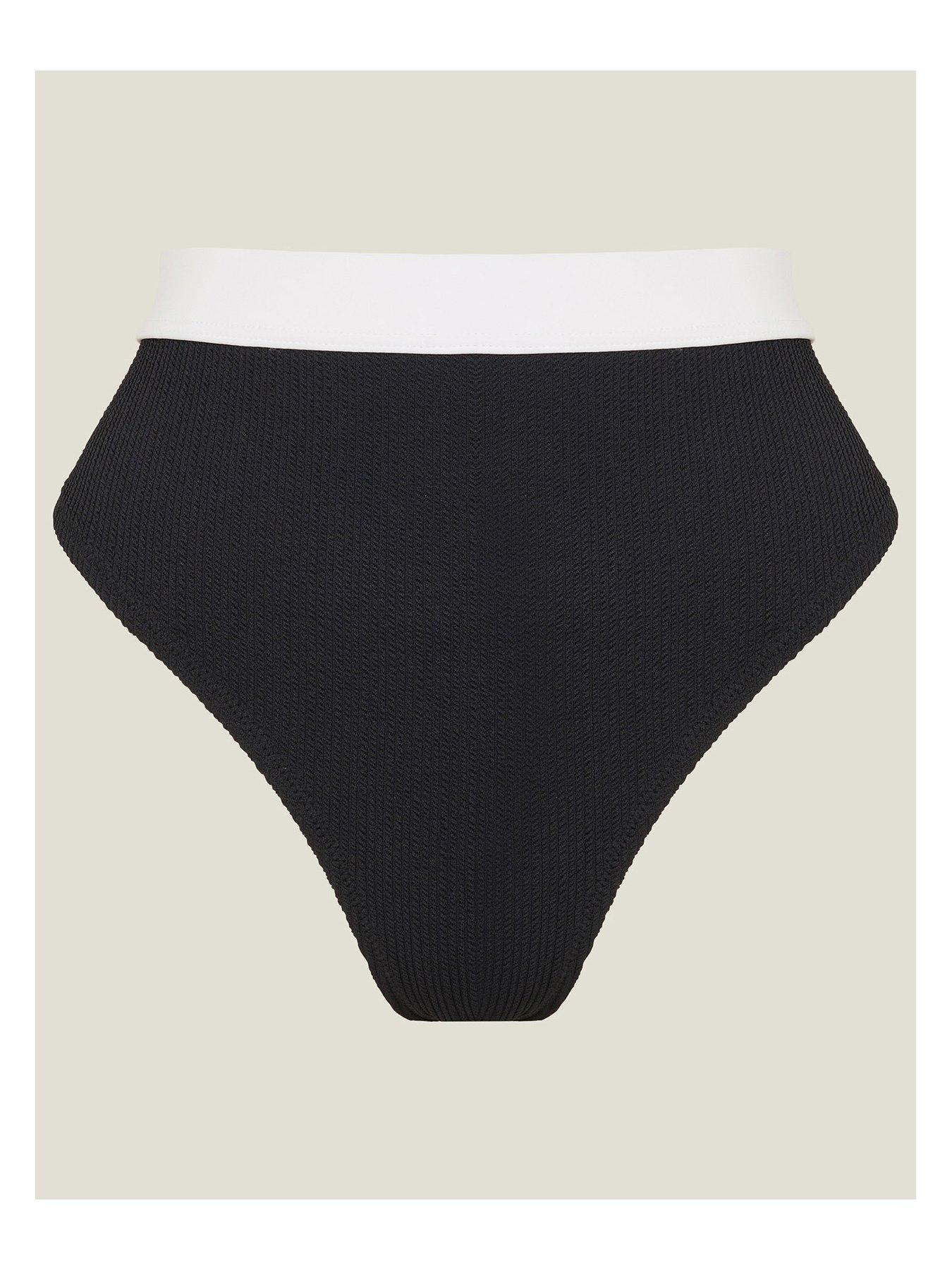 Image 4 of 4 of Accessorize Textured High Waist Bikini Briefs - Black
