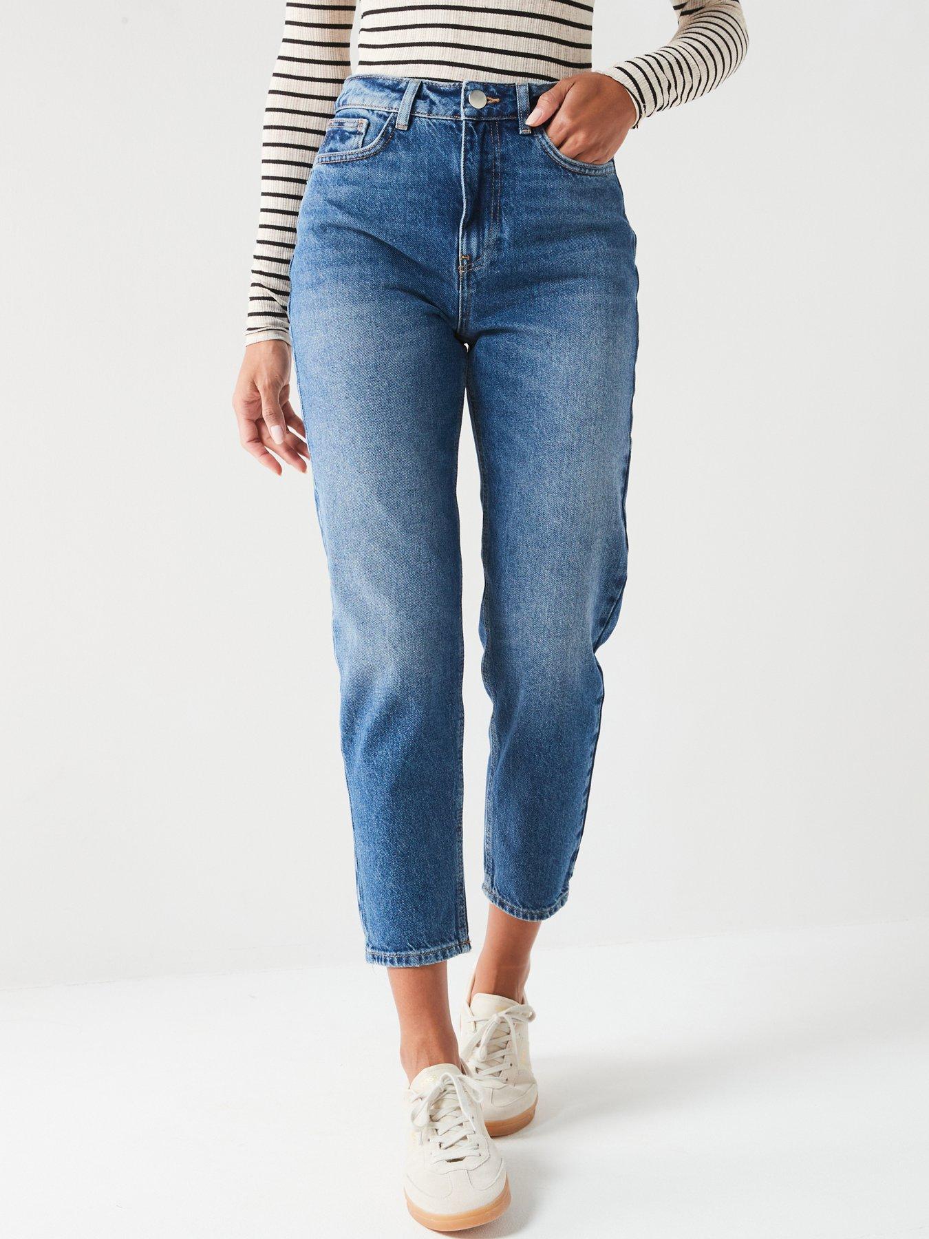 V by Very High Waist Mom Jeans With Tint Wash - Mid Wash | Very.co.uk