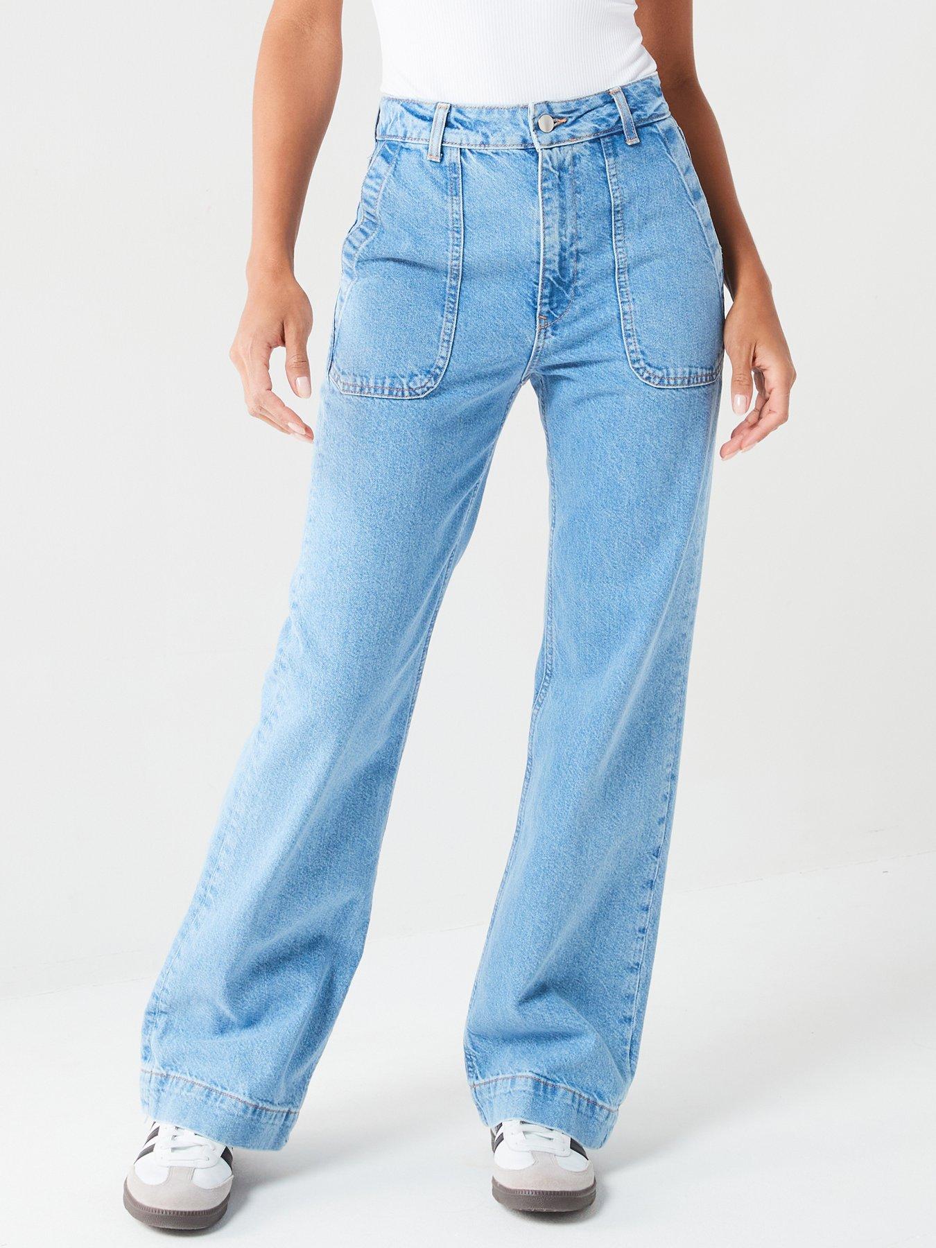 V by Very Lightweight Denim Wide Leg Jeans - Light Wash | Very.co.uk