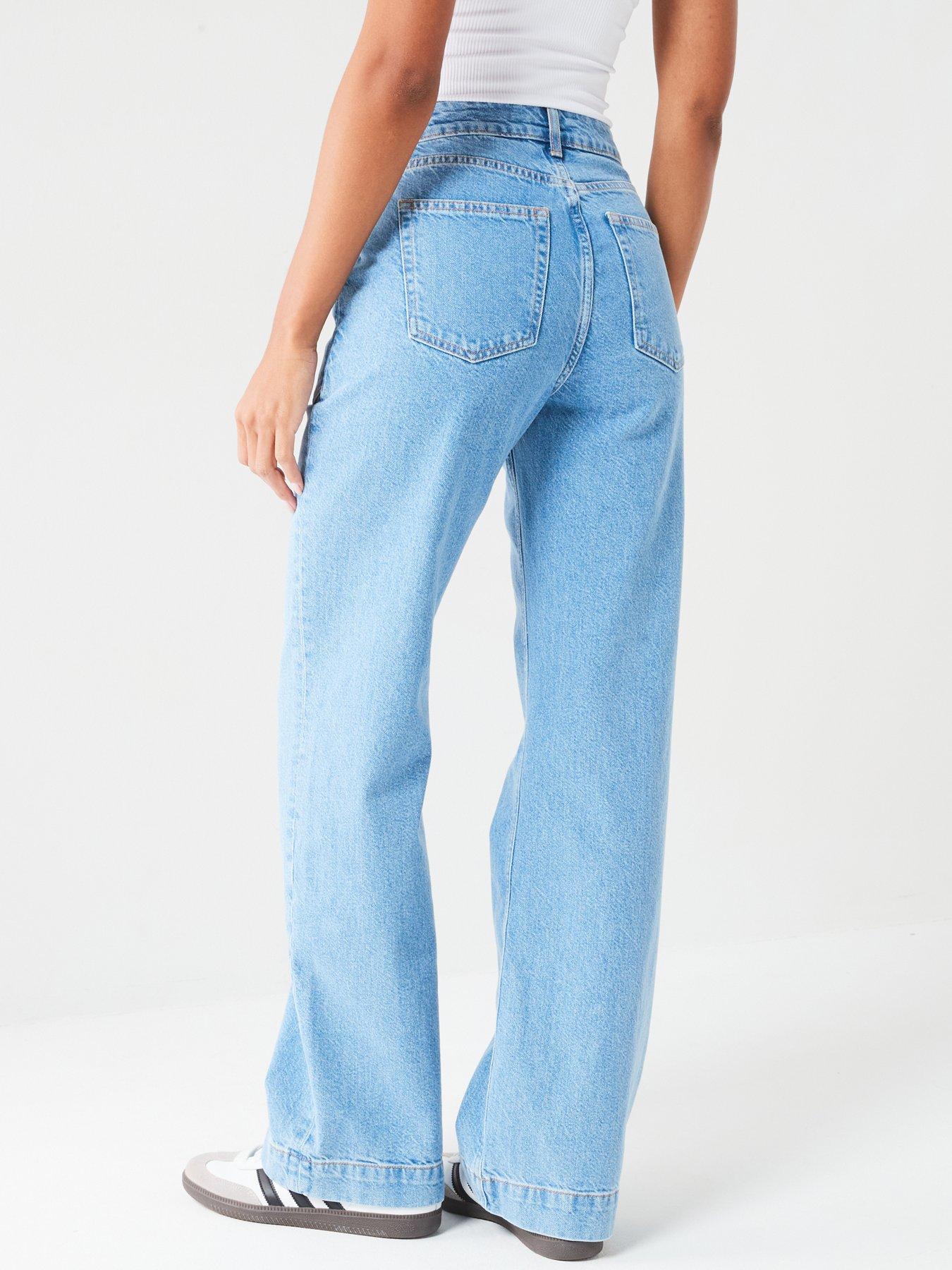 V by Very Lightweight Denim Wide Leg Jeans - Light Wash | Very.co.uk