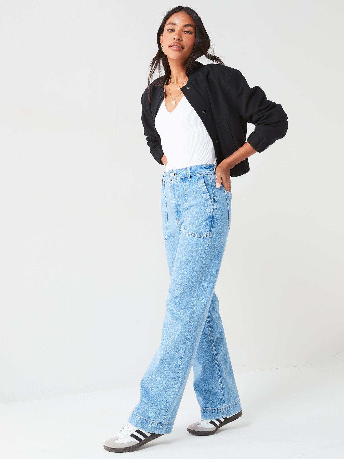 V by Very Lightweight Denim Wide Leg Jeans - Light Wash | Very.co.uk