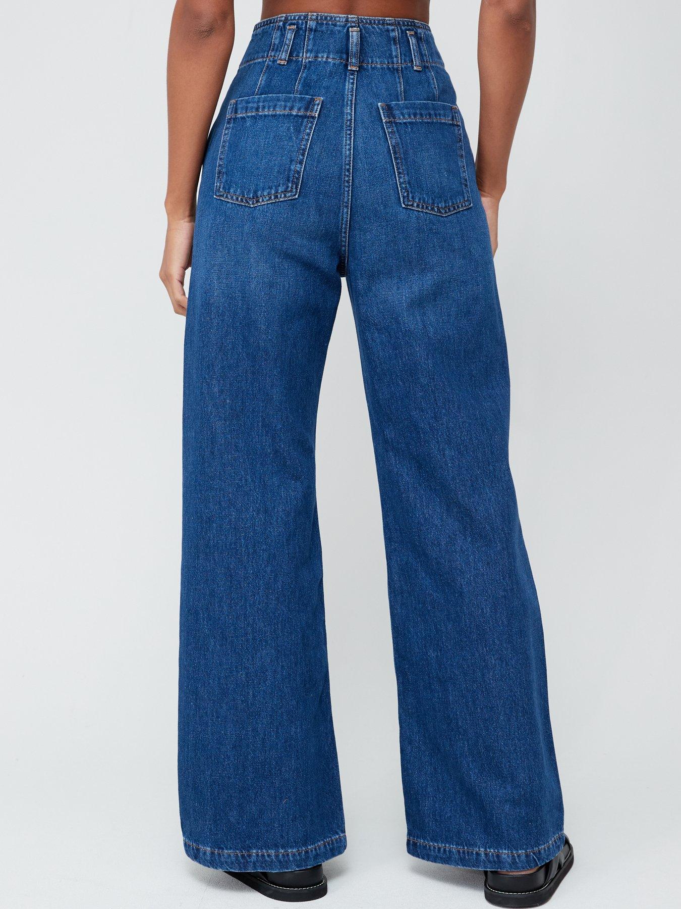 V by Very Wide Leg Lounge Jeans Dark Wash Very.co.uk