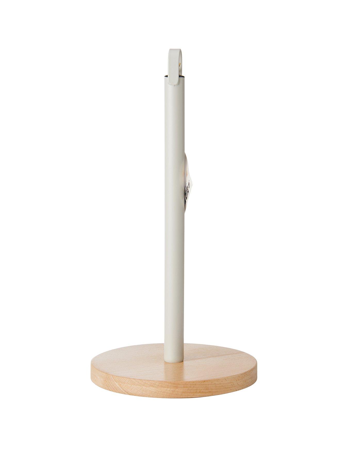 Image 2 of 4 of KitchenCraft Idilica Metal Kitchen Roll Holder with Beechwood Base