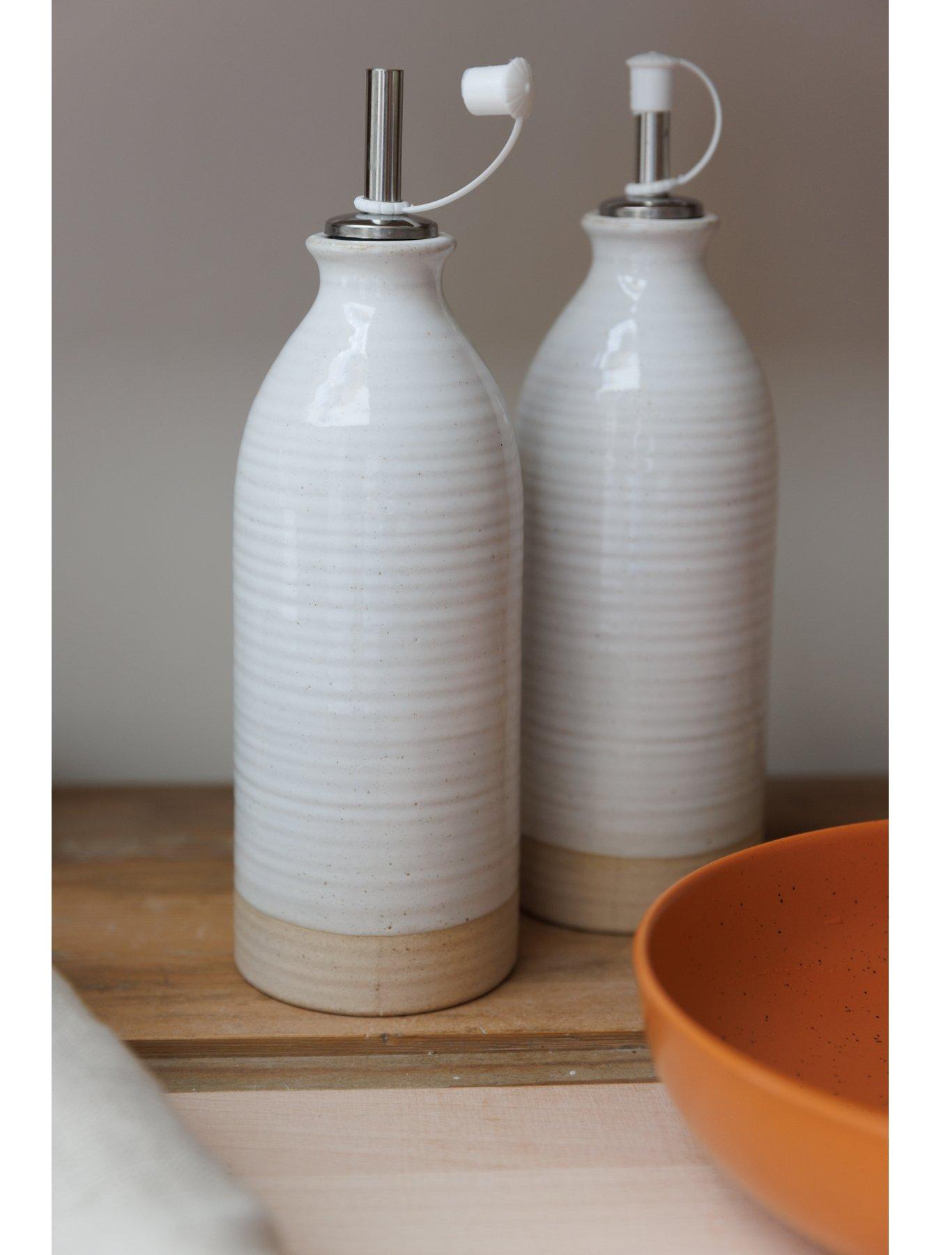 Kitchencraft KitchenCraft Idilica olie- en azijnflessen, set van 2, crème, 450 ml
