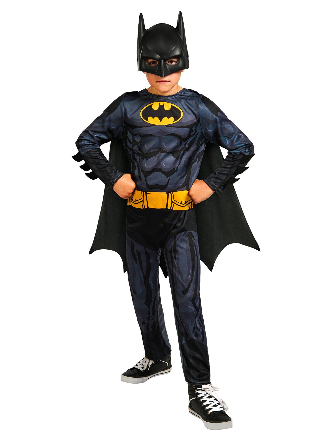 Boys Deluxe Batman Costume Dark Knight Muscle Chest Fancy Dress Child Outfit