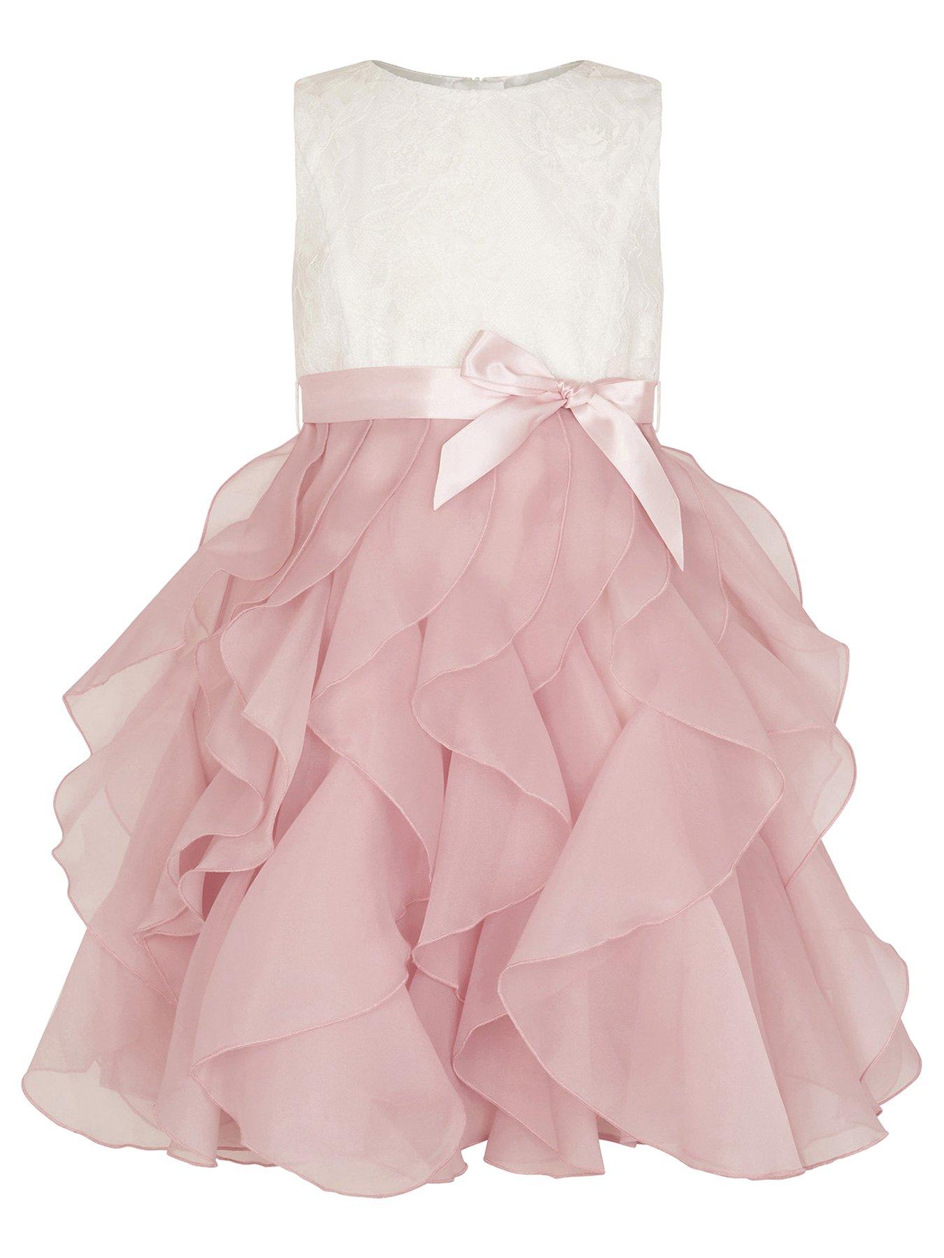 Monsoon Girls Lace Cancan Ruffle Dress - Pink