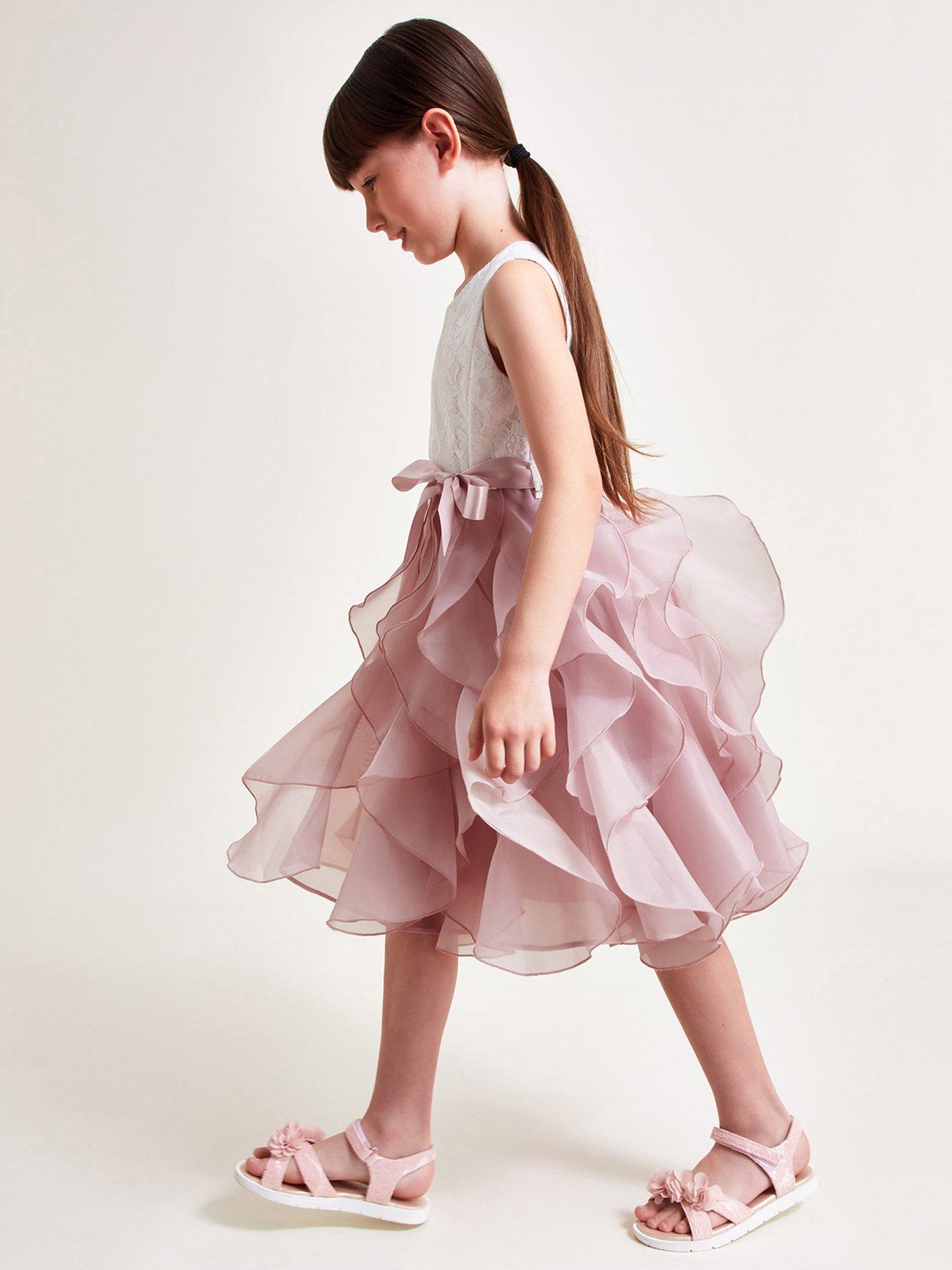 Monsoon Girls Lace Cancan Ruffle Dress Pink Very