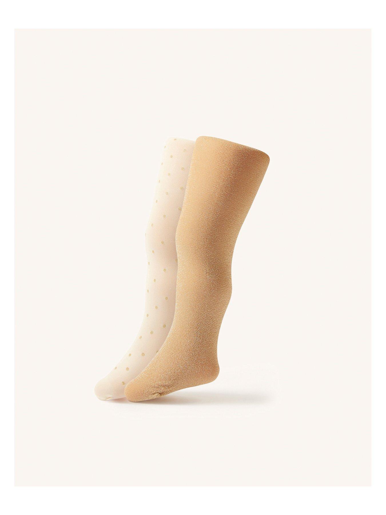 undefined Baby Girls 2 Pack Sparkle Glitter Tights - Gold