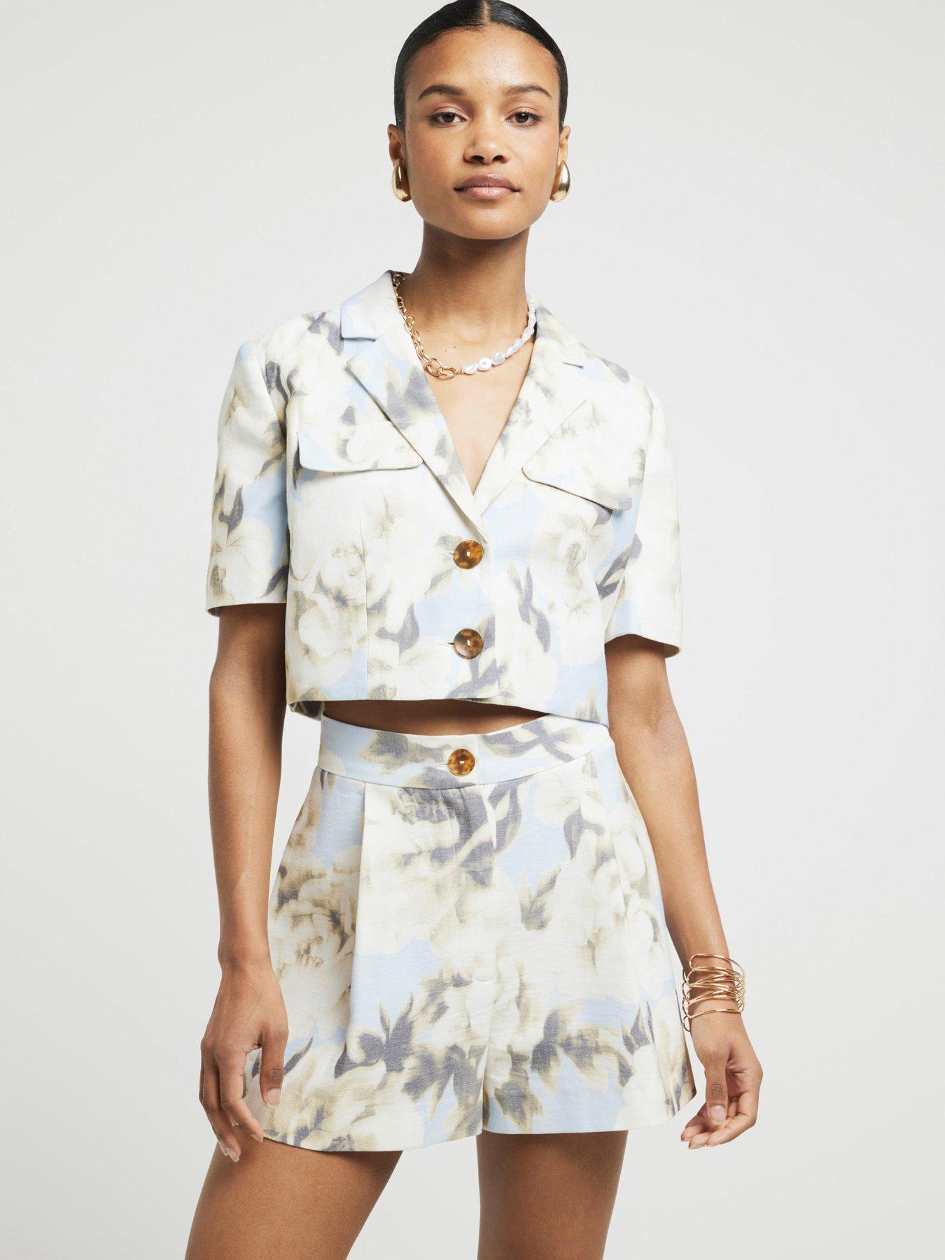 Floral Print Short Light Blue
