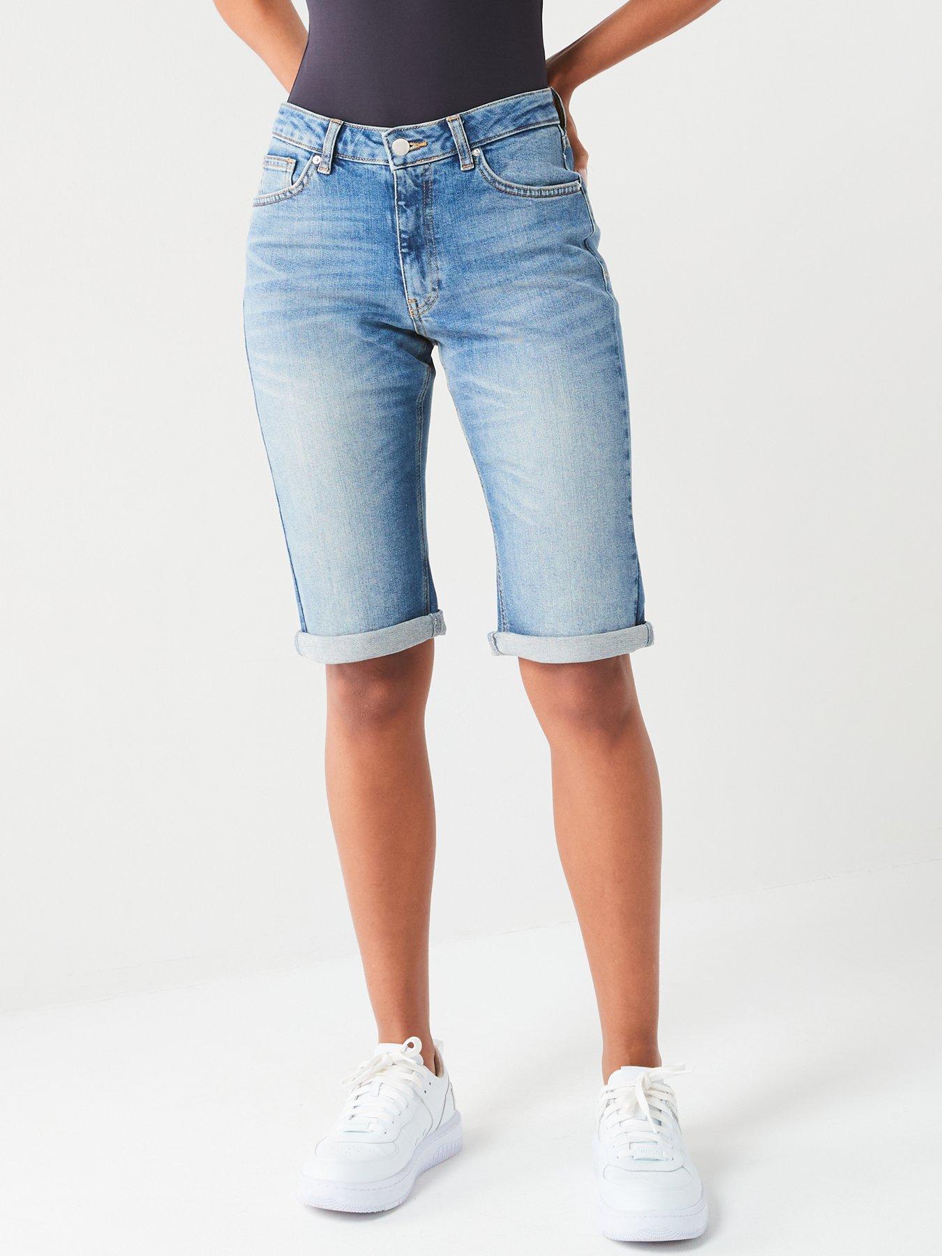 V by Very Taylor Boyfriend Denim Shorts Midi Wash Very