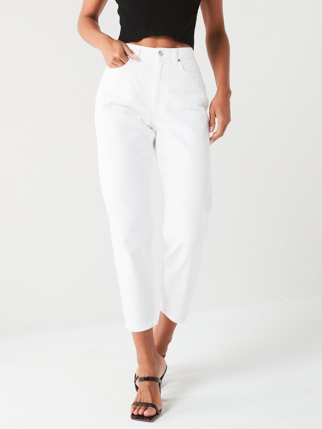 V by Very High Waist Mom Jeans - White
