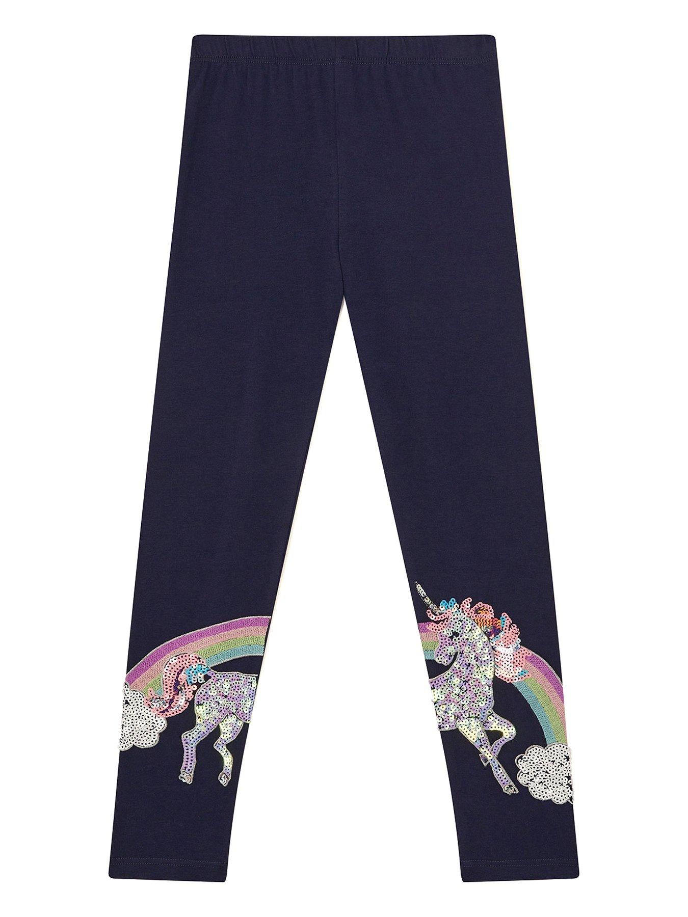 Monsoon Girls Unicorn Rainbow Leggings Navy Very