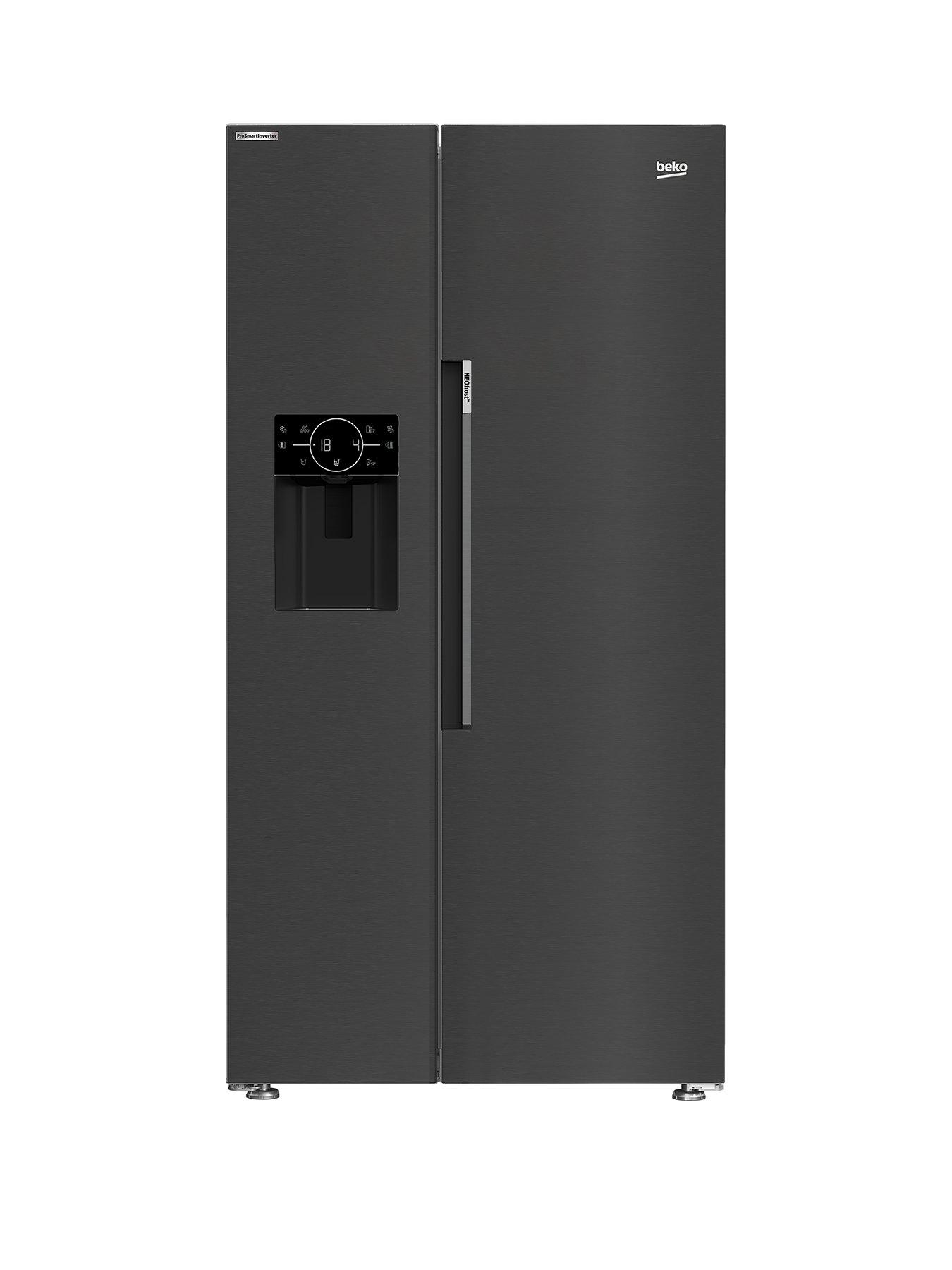 Beko Asp342Vps Harvestfresh Plumbed Frost-Free American Fridge Freezer With Water  Ice Dispenser - Black Steel