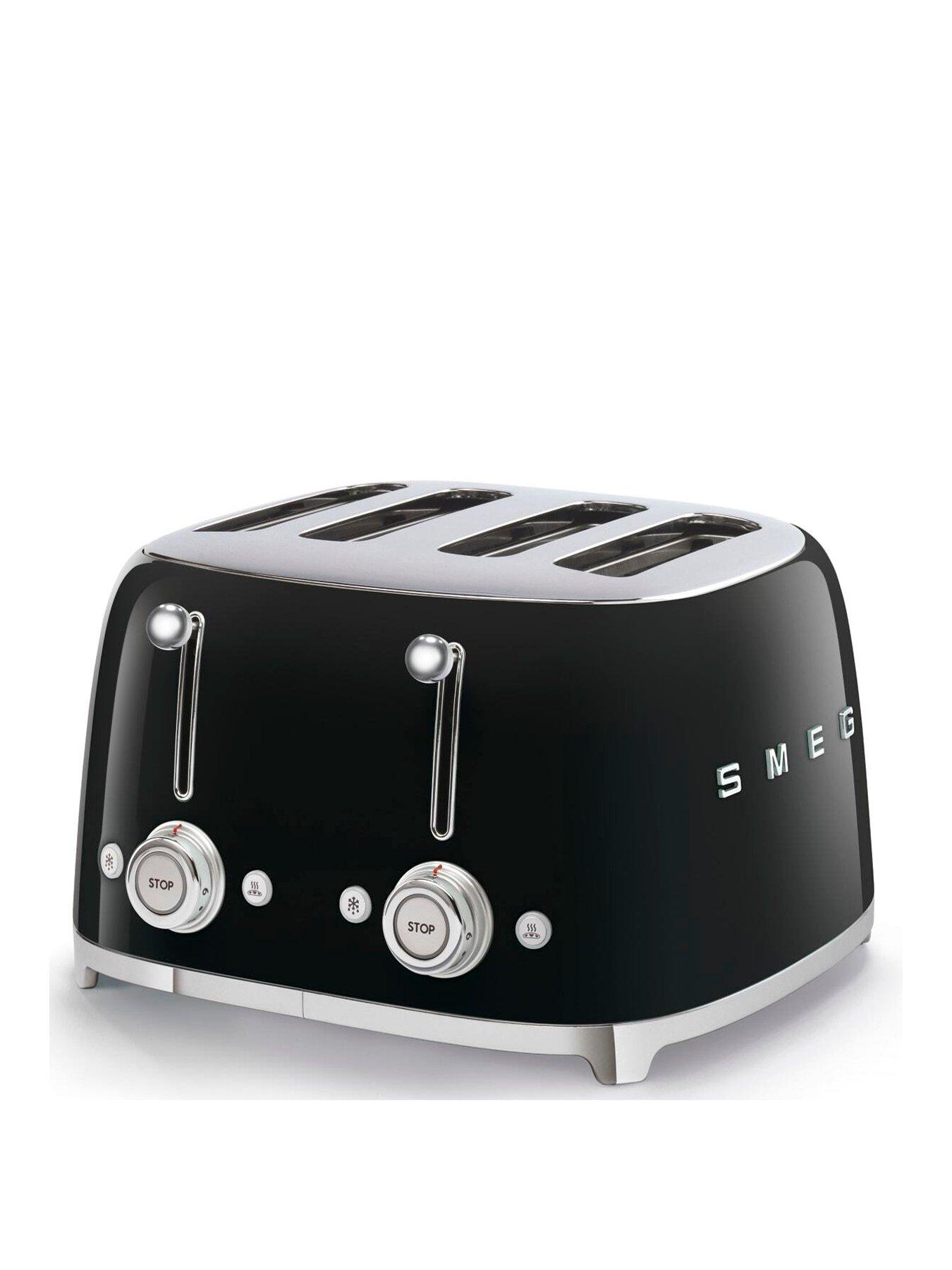 Product photograph of Smeg Tsf03 Retro Style 4 Slice Toaster 2000w - Black from very.co.uk