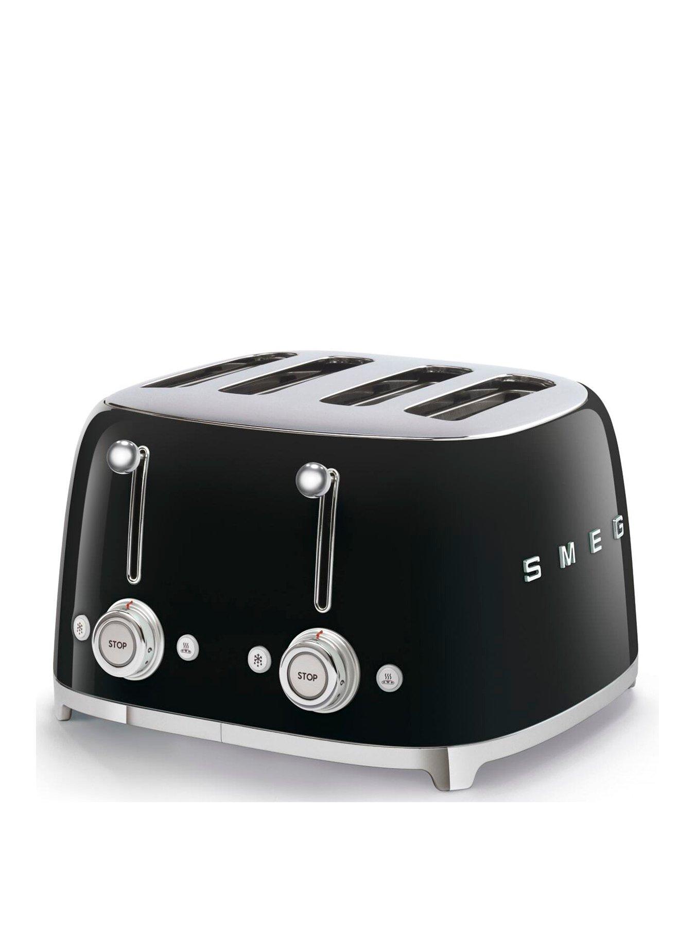 Smeg TSF03 Retro Style 4-Slice Toaster, 2000W Black Very