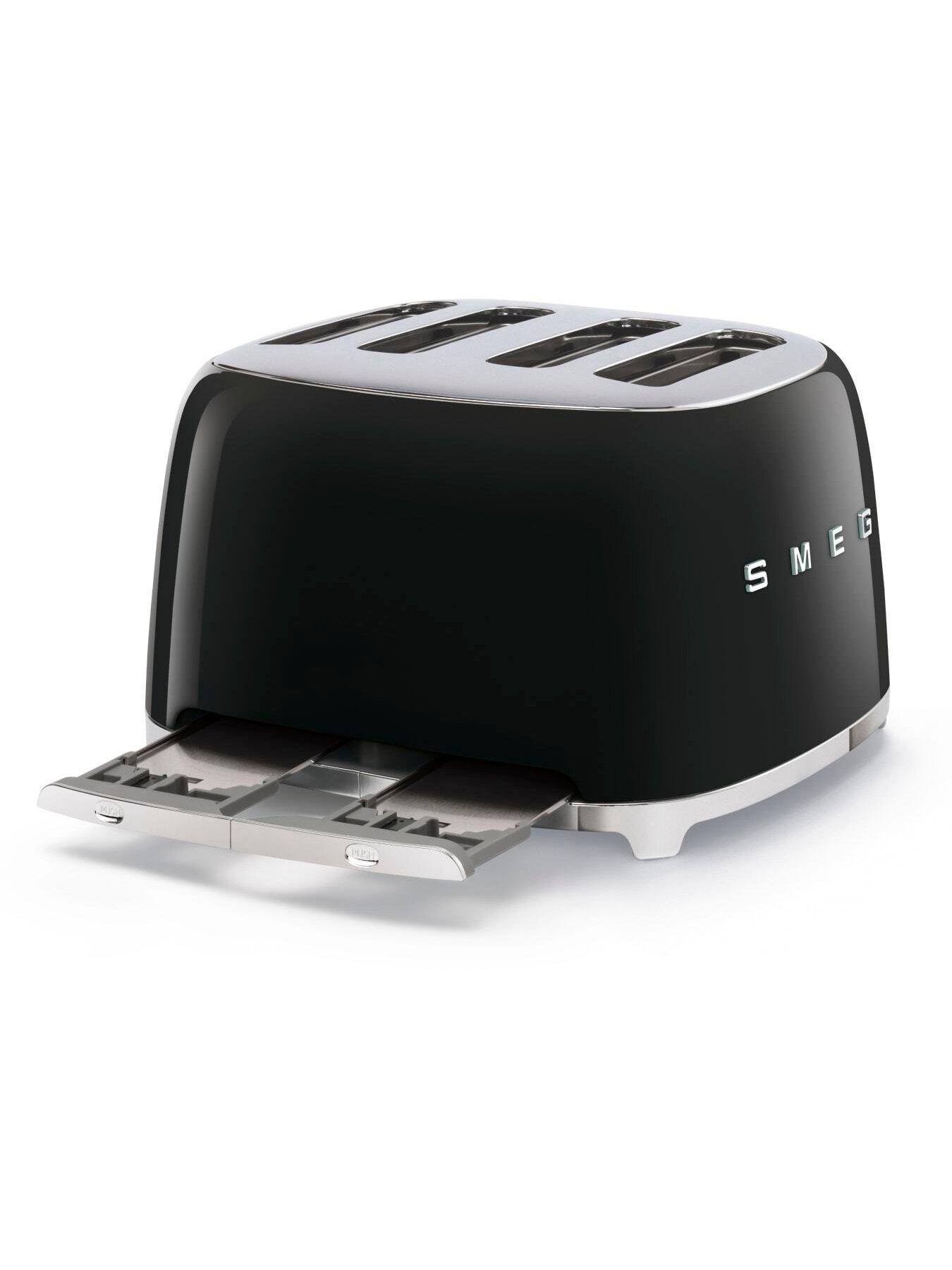 Smeg TSF03 Retro Style 4-Slice Toaster, 2000W Black Very