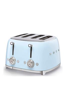 Product photograph of Smeg Tsf03 50 S Retro Style 4 Slice Toaster Extra Wide Slots 3 Pre-set Options 2000w from very.co.uk