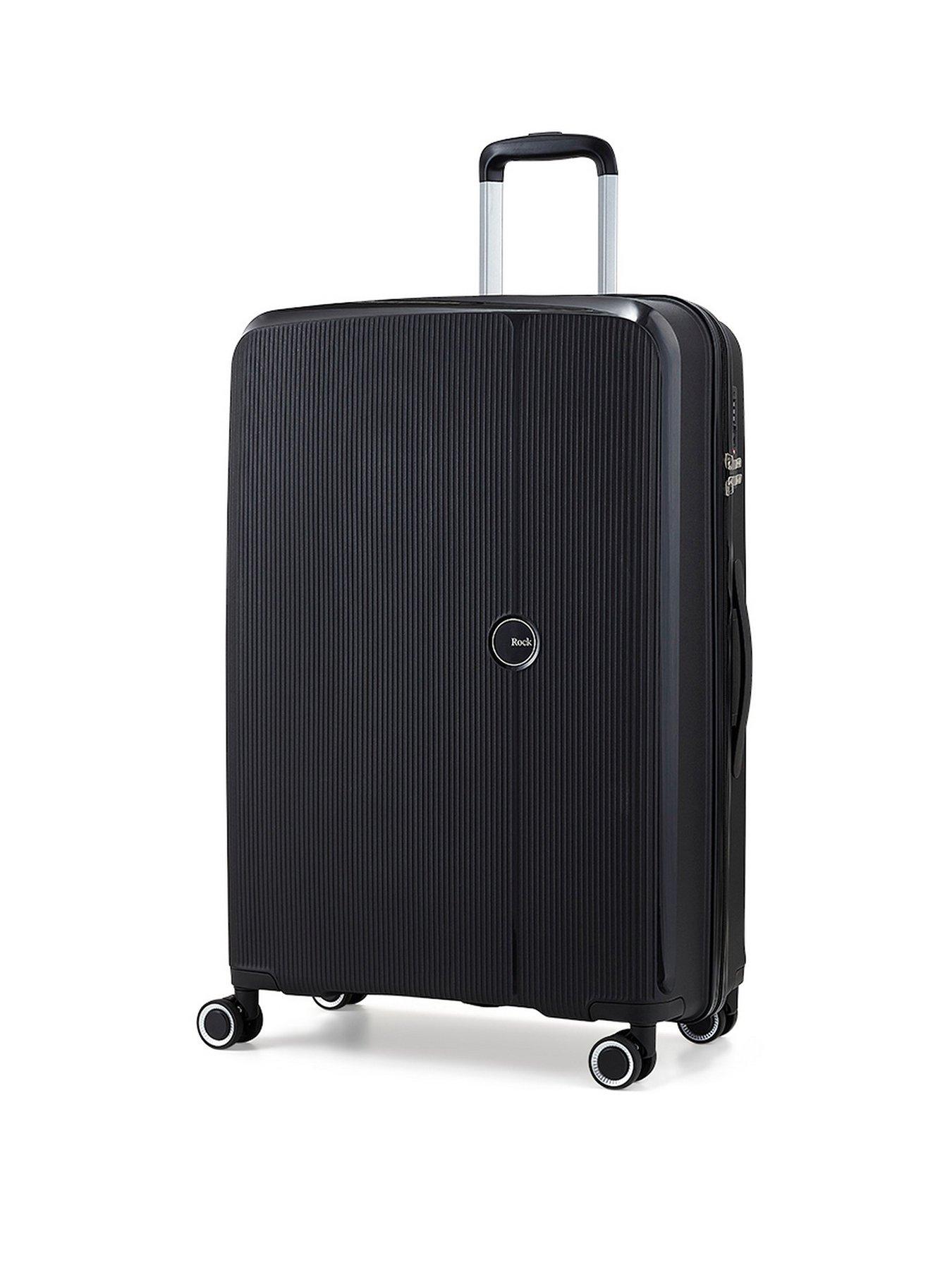 Rock Luggage Hudson 8 Wheel PP Hardshell Large Suitcase - Black | very ...