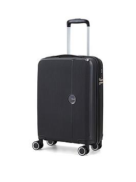 Rock Luggage Hudson 8 Wheel Pp Hardshell Small Cabin Suitcase - Black
