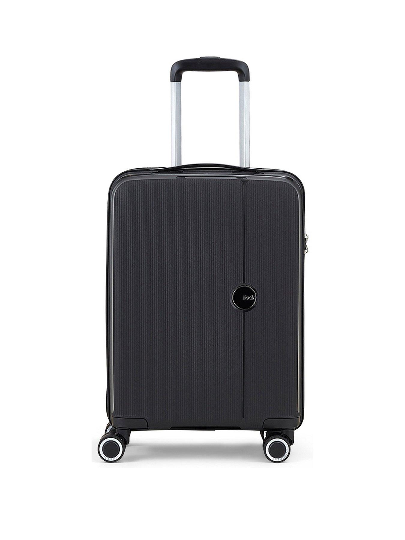 Rock Luggage Hudson 8 Wheel PP Hardshell Small Cabin Suitcase - Black ...