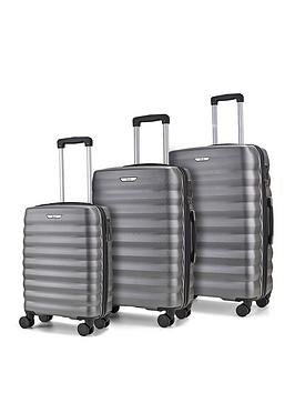 Rock Luggage Berlin 8 Wheel Hardshell 3Pc Suitcase Set - Charcoal