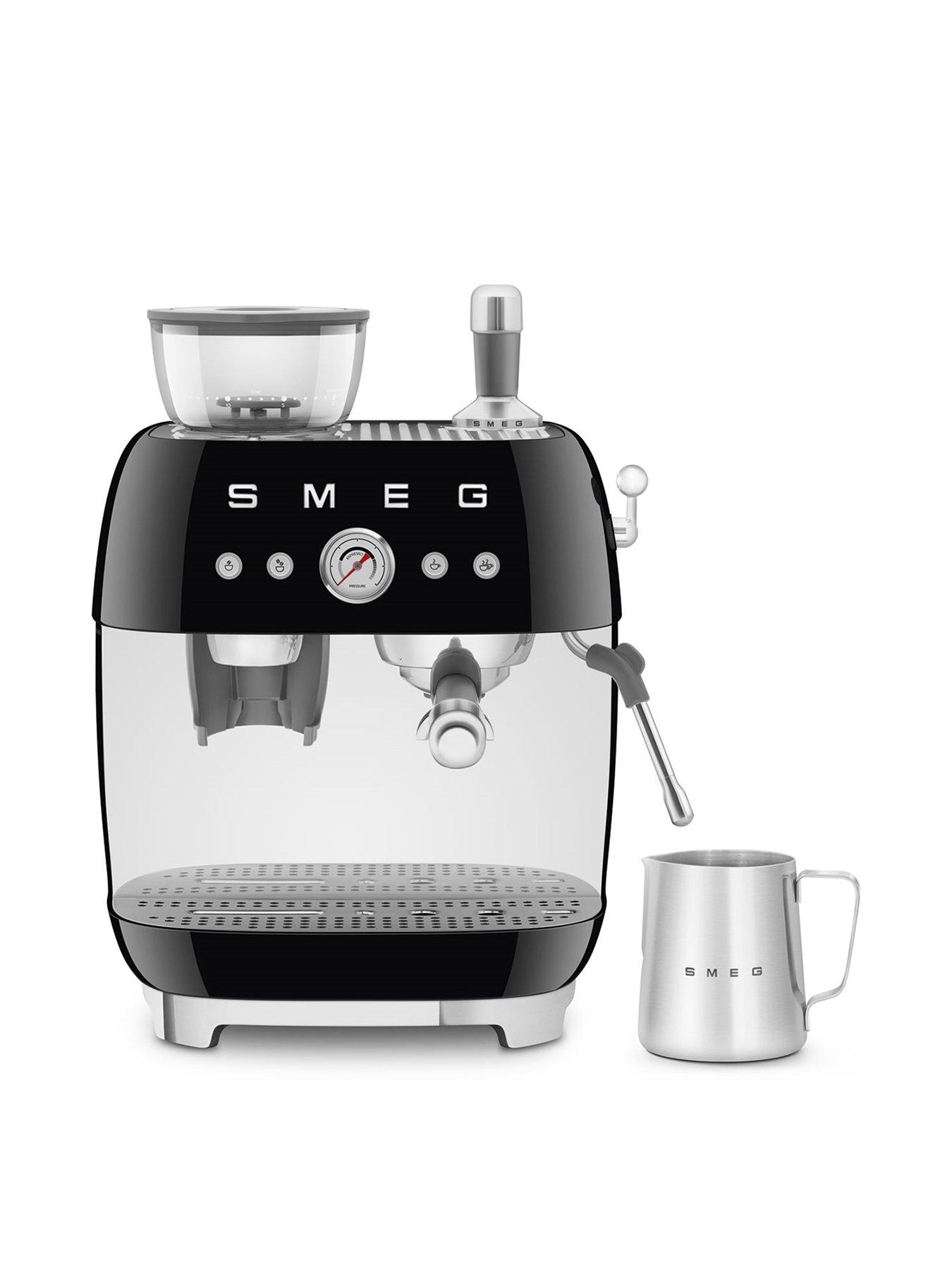 undefined EGF03 Retro Style Espresso Coffee Machine with Grinder, 2.4L, 1650W - Black