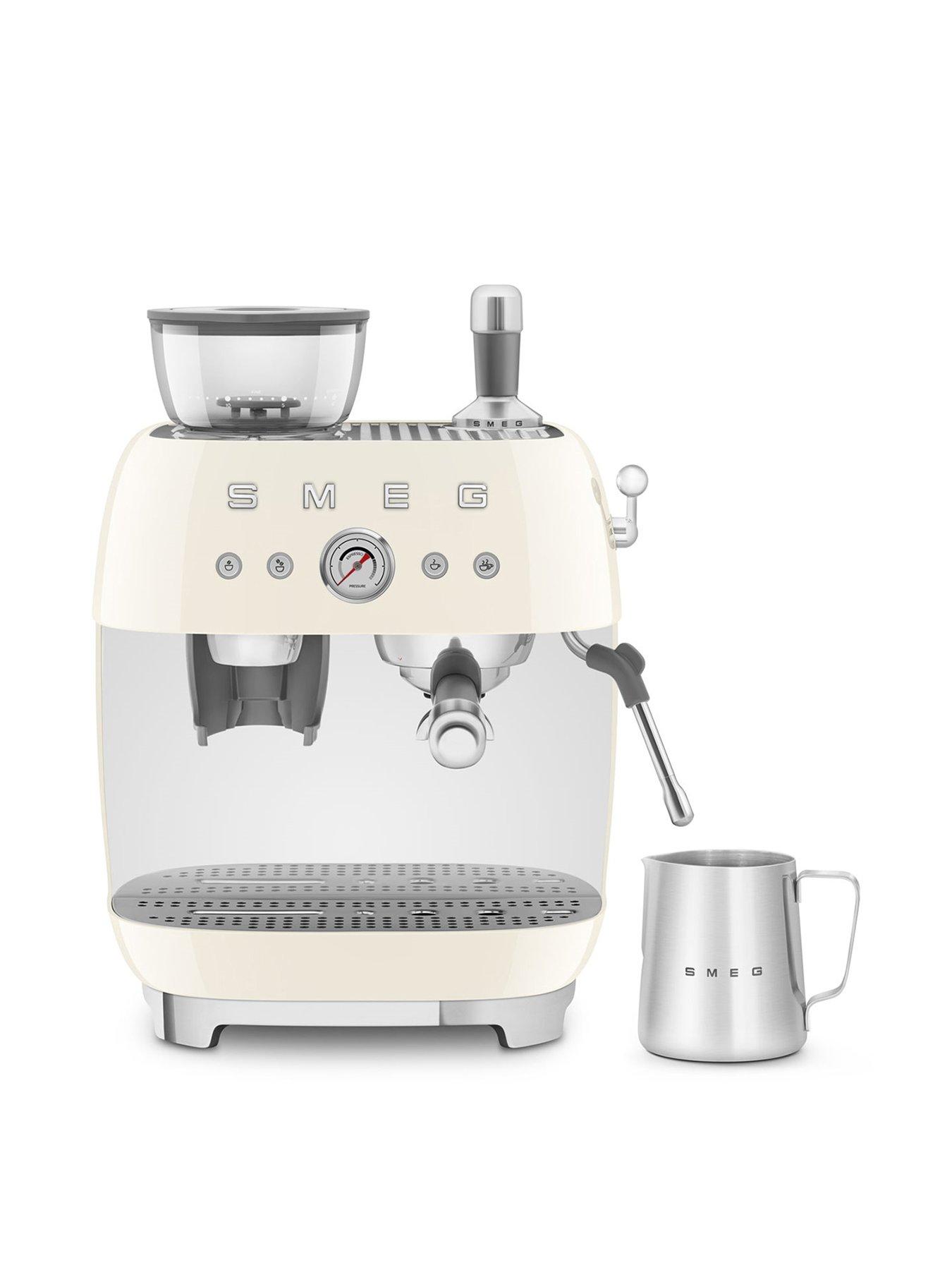 Product photograph of Smeg Egf03 Retro Style Espresso Coffee Machine With Grinder 2 4l 1650w - Cream from very.co.uk