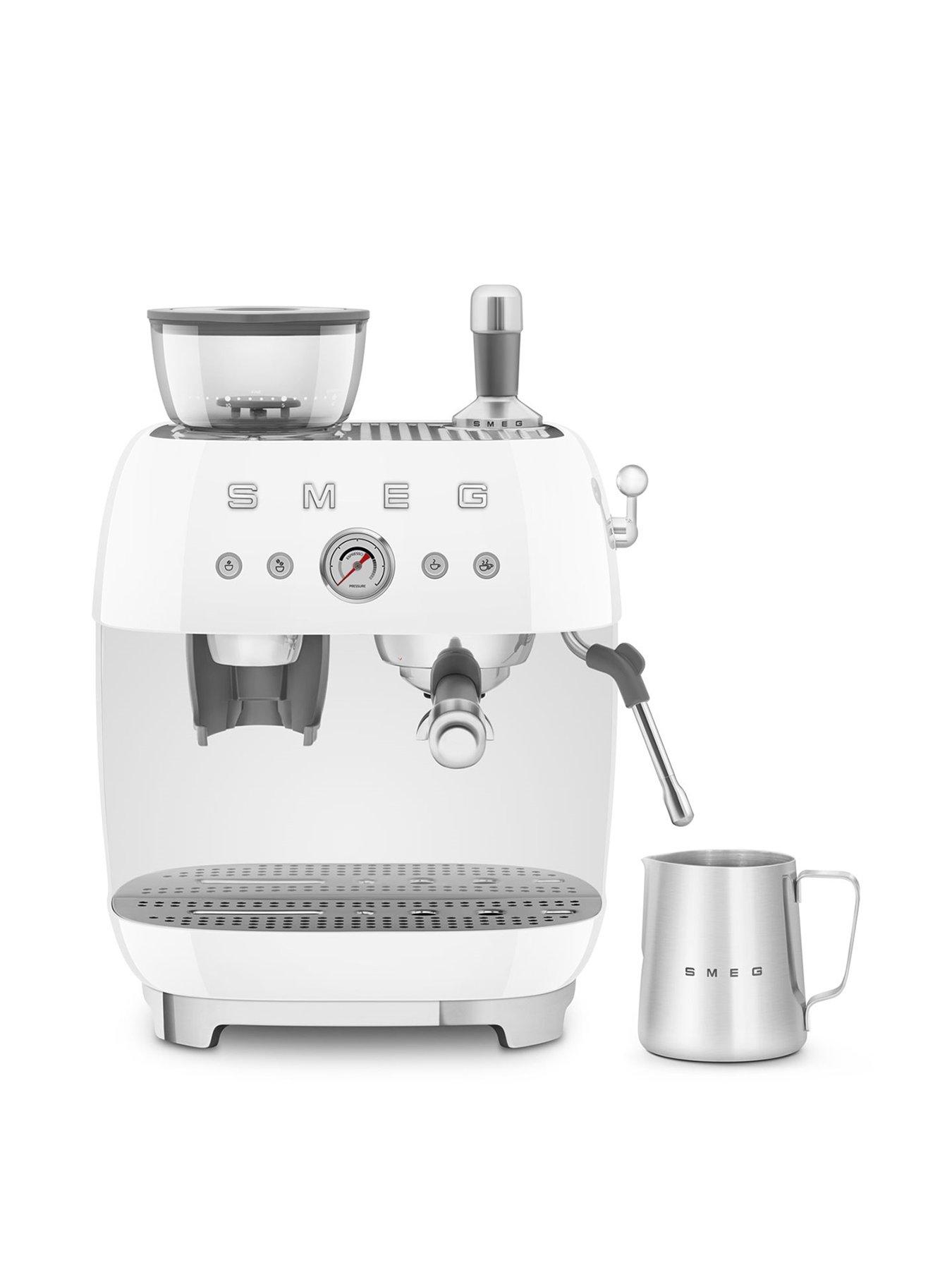Smeg EGF03 Retro Style Espresso Coffee Machine with Grinder, 2.4L, 1650W - White