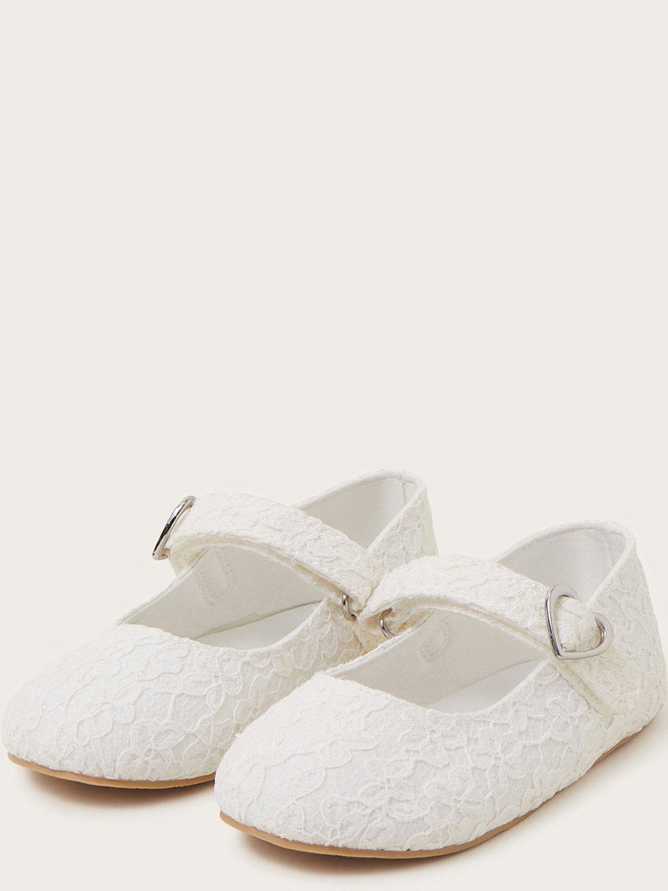 Monsoon Baby Girls Lacey Heart Walker Shoes - Ivory | very.co.uk