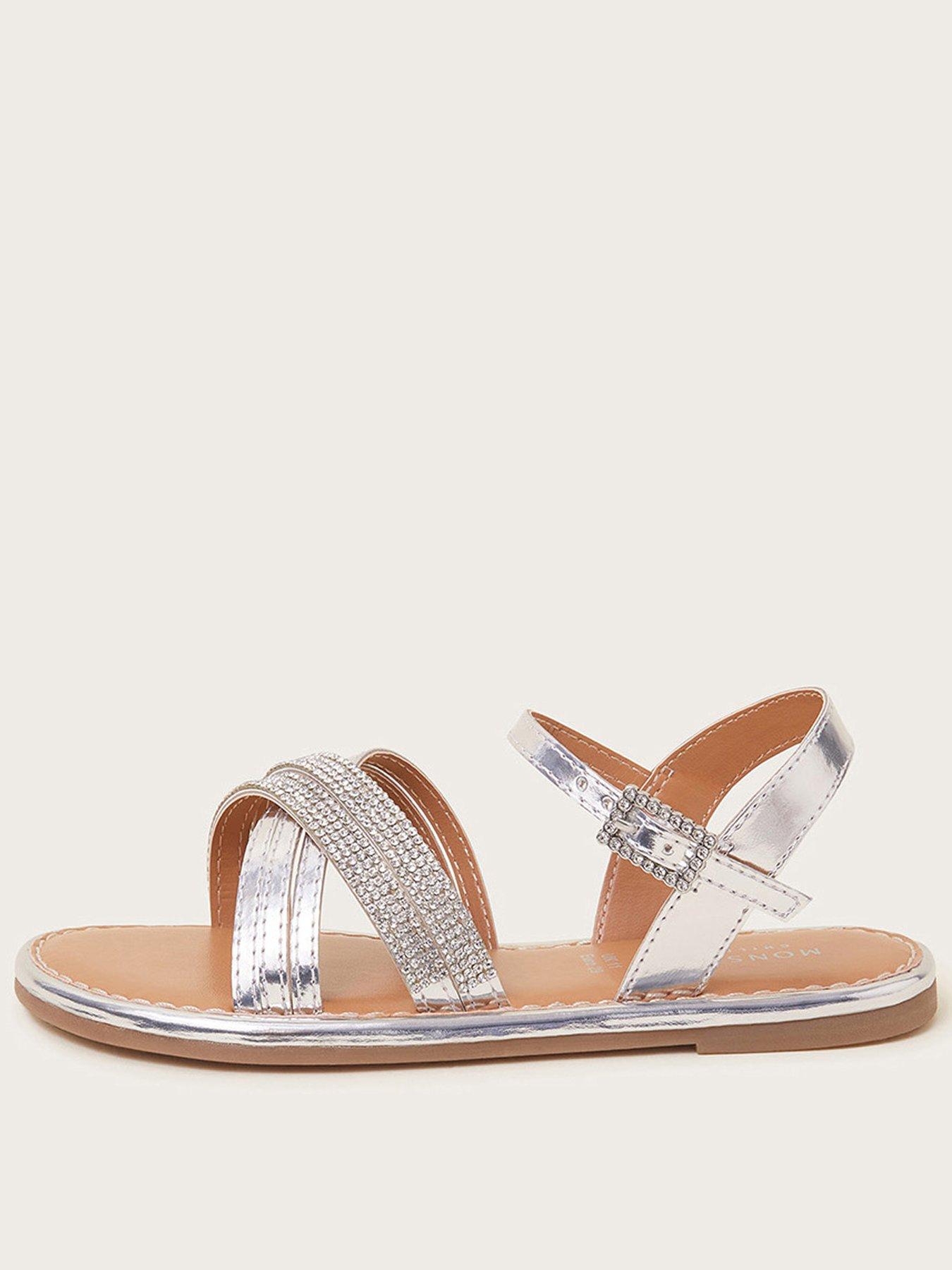 Girls silver best sale flip flops