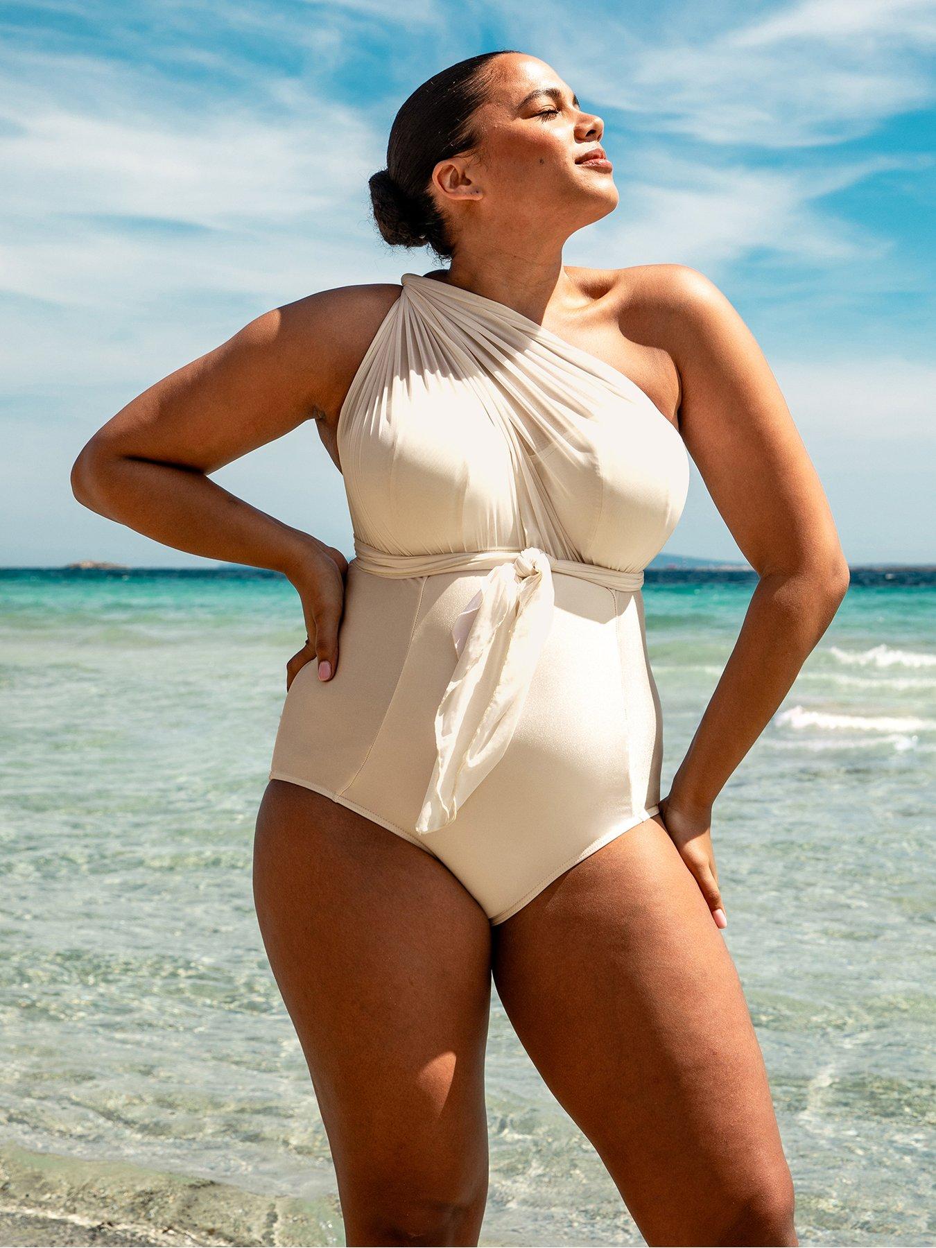 Curvy Kate Retro Sun Padded Plunge Swimsuit Olive - 32E