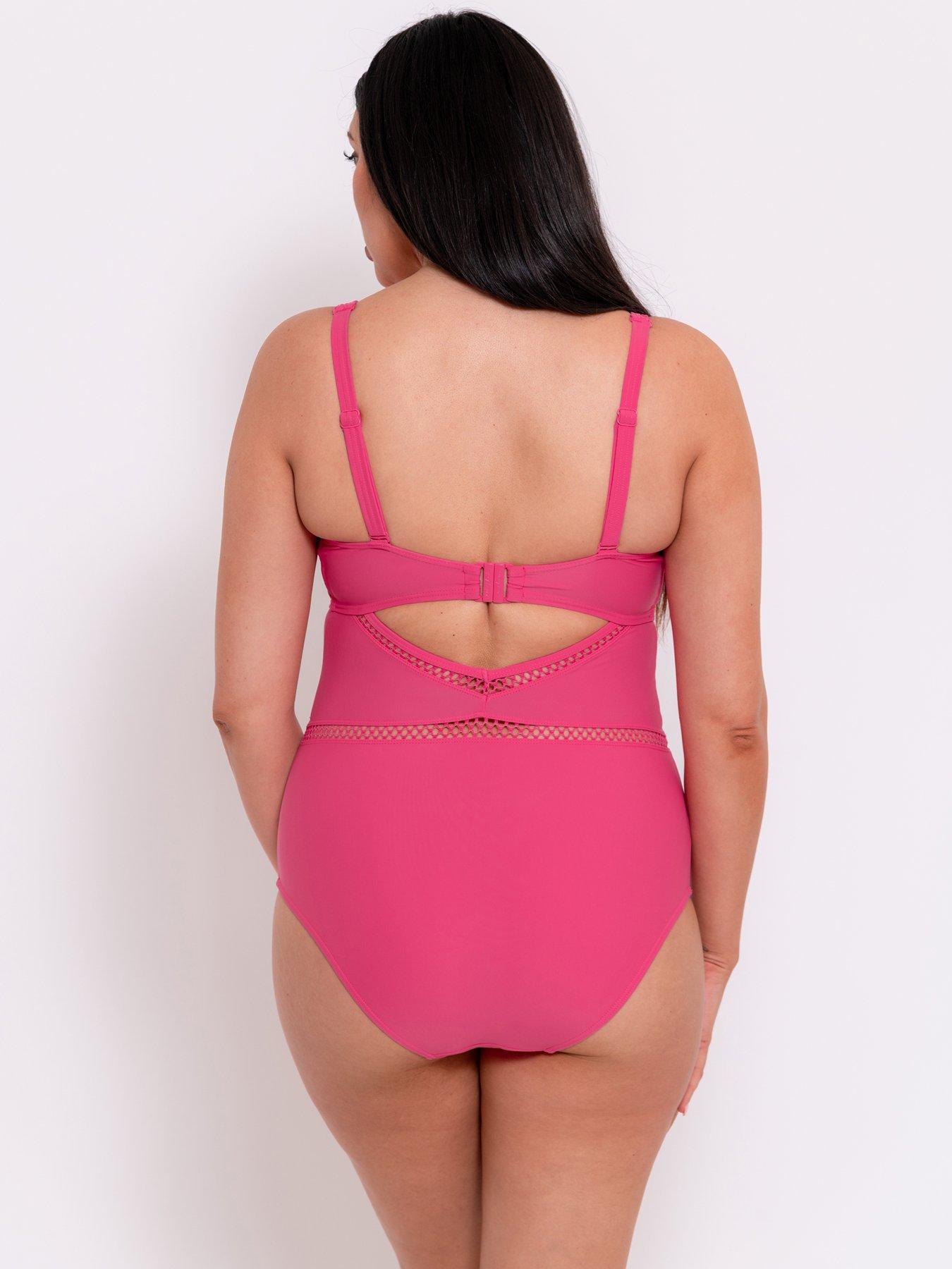 Image 2 of 5 of Curvy Kate First Class Plunge Swimsuit -&nbsp;Pink