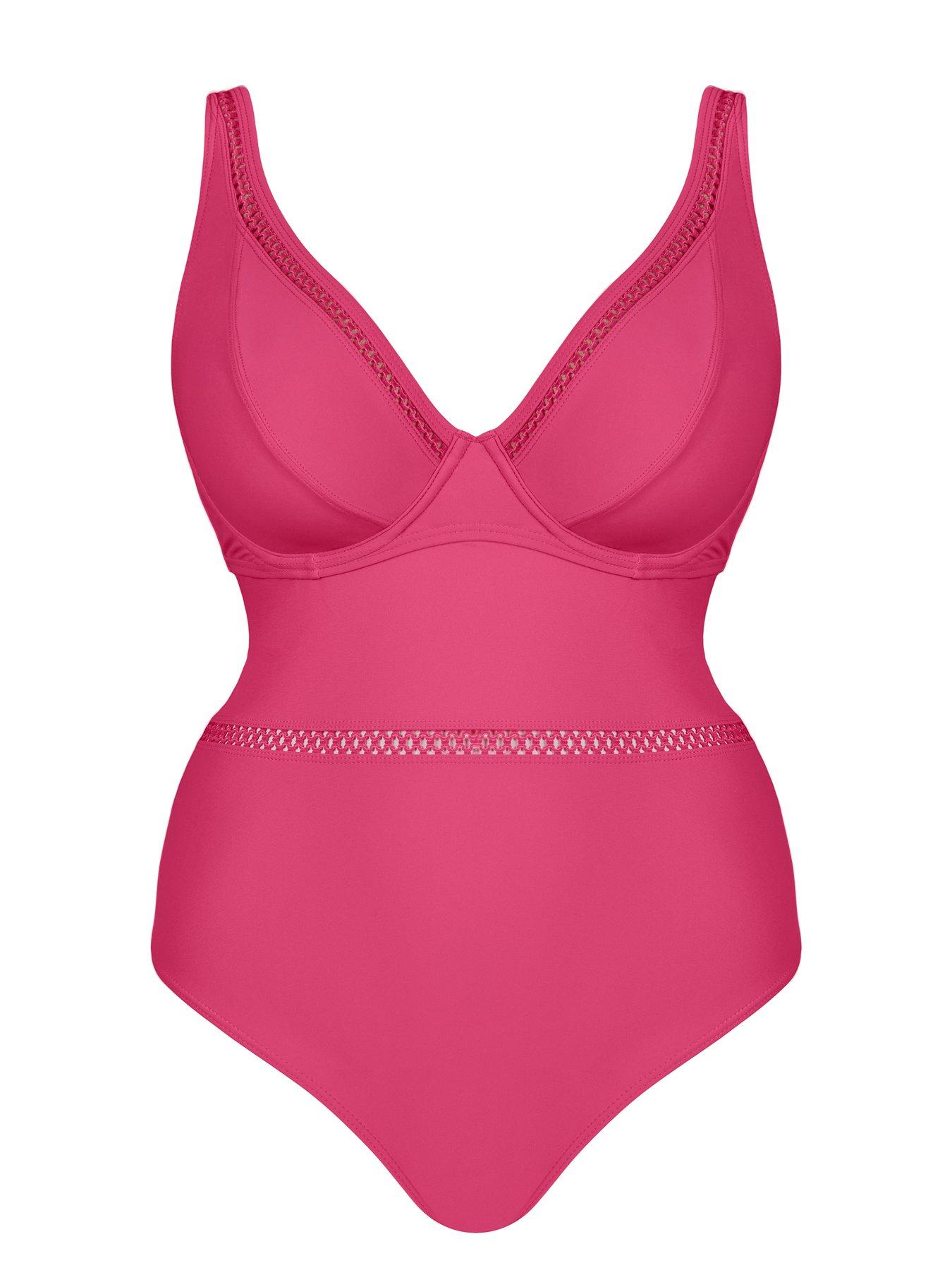 Image 5 of 5 of Curvy Kate First Class Plunge Swimsuit -&nbsp;Pink