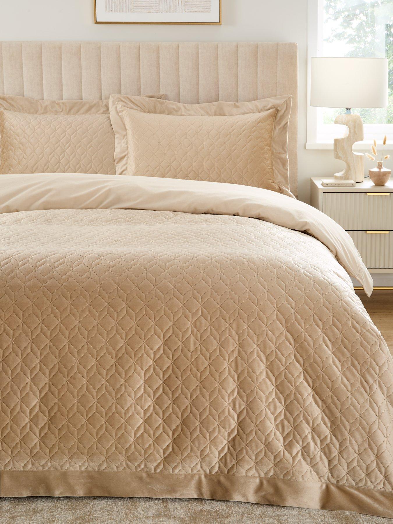 Product photograph of Very Home Quilted Velvet Esme Duvet Cover Set from very.co.uk